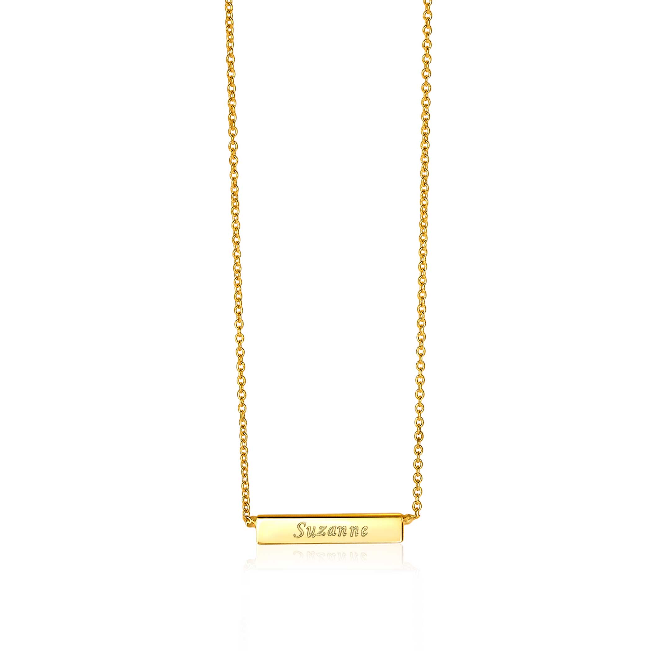 ZINZI Gold 14 karaat gouden collier plaatje glad 42cm ZGC176