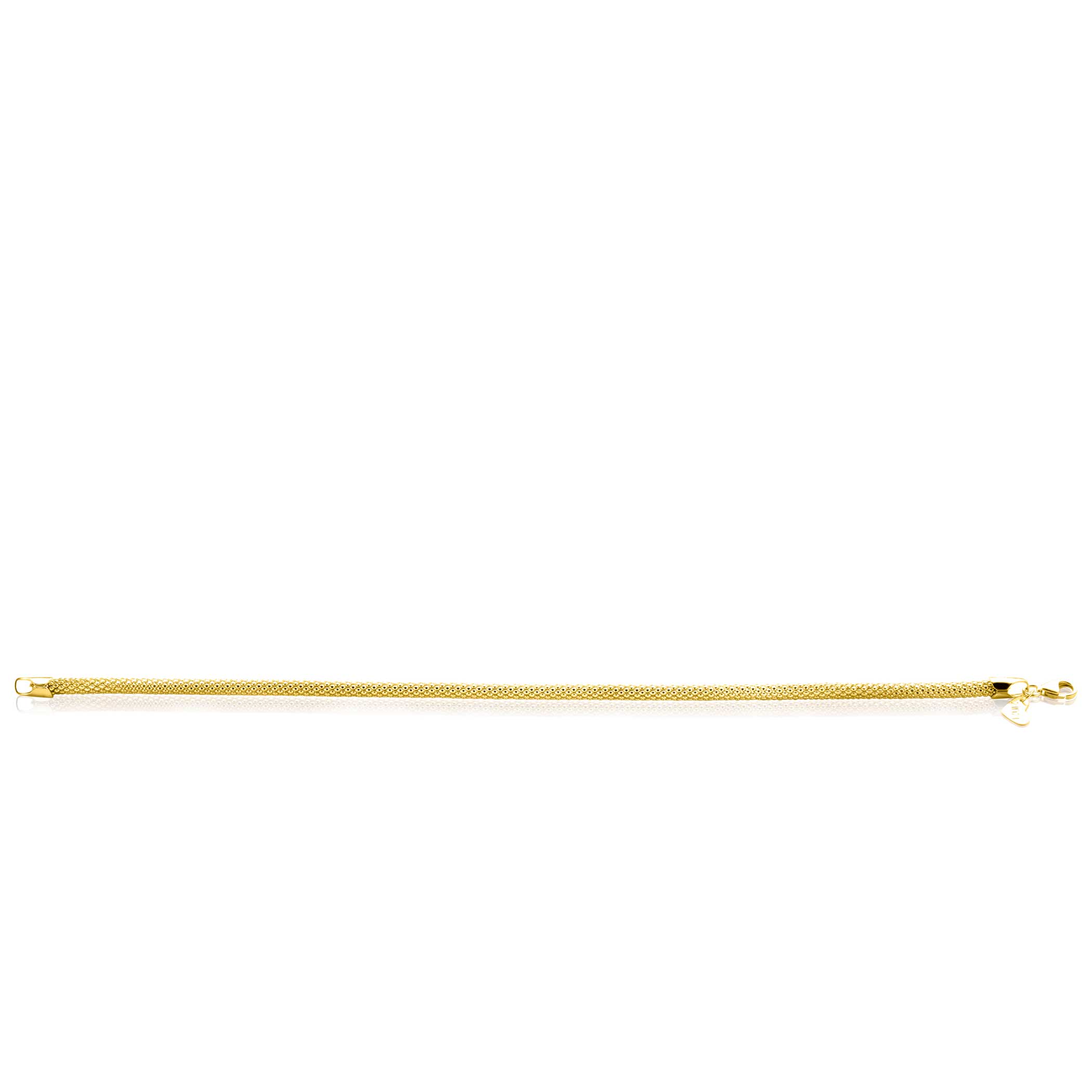 ZINZI Gold 14 krt gouden popcorn schakelarmband 3mm breed, lengte 18,5cm ZGA380