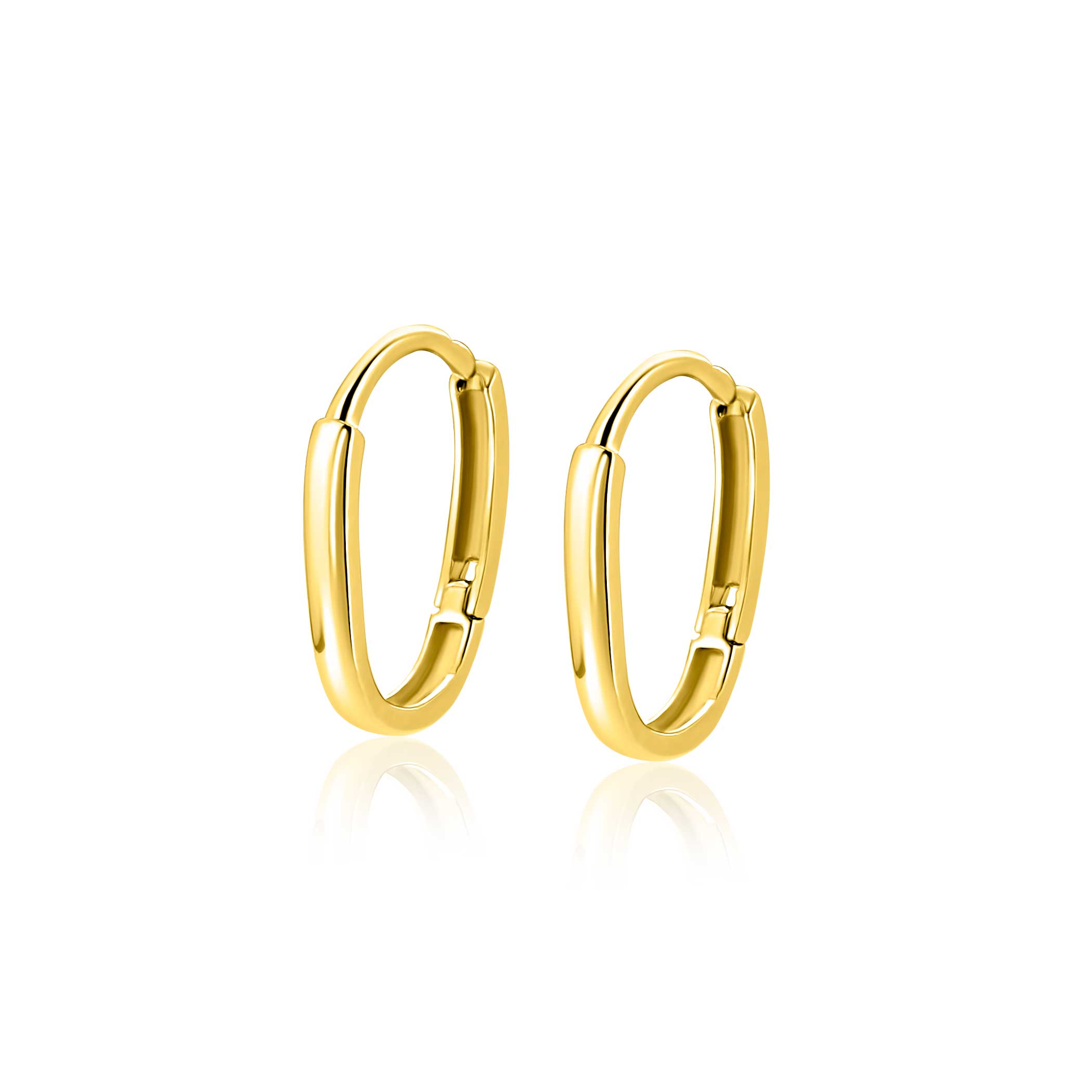 13mm ZINZI Gold 14 krt gouden oorringen ovaal model met luxe klapsluiting 13mm x 1,9mm ZGO565
