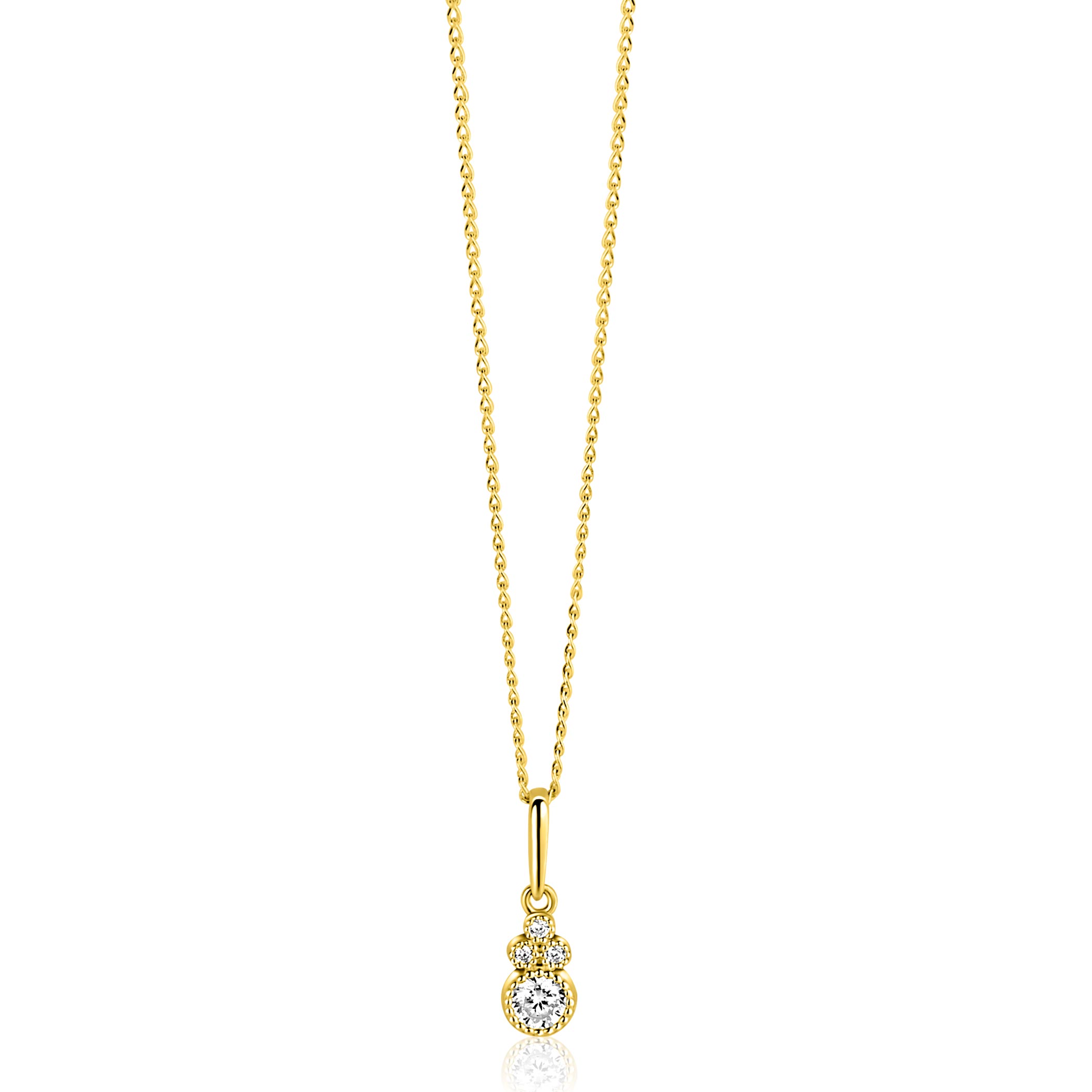12mm ZINZI Gold 14 krt gouden fantasie hanger bezet met witte zirkonia's ZGH545 (zonder collier)