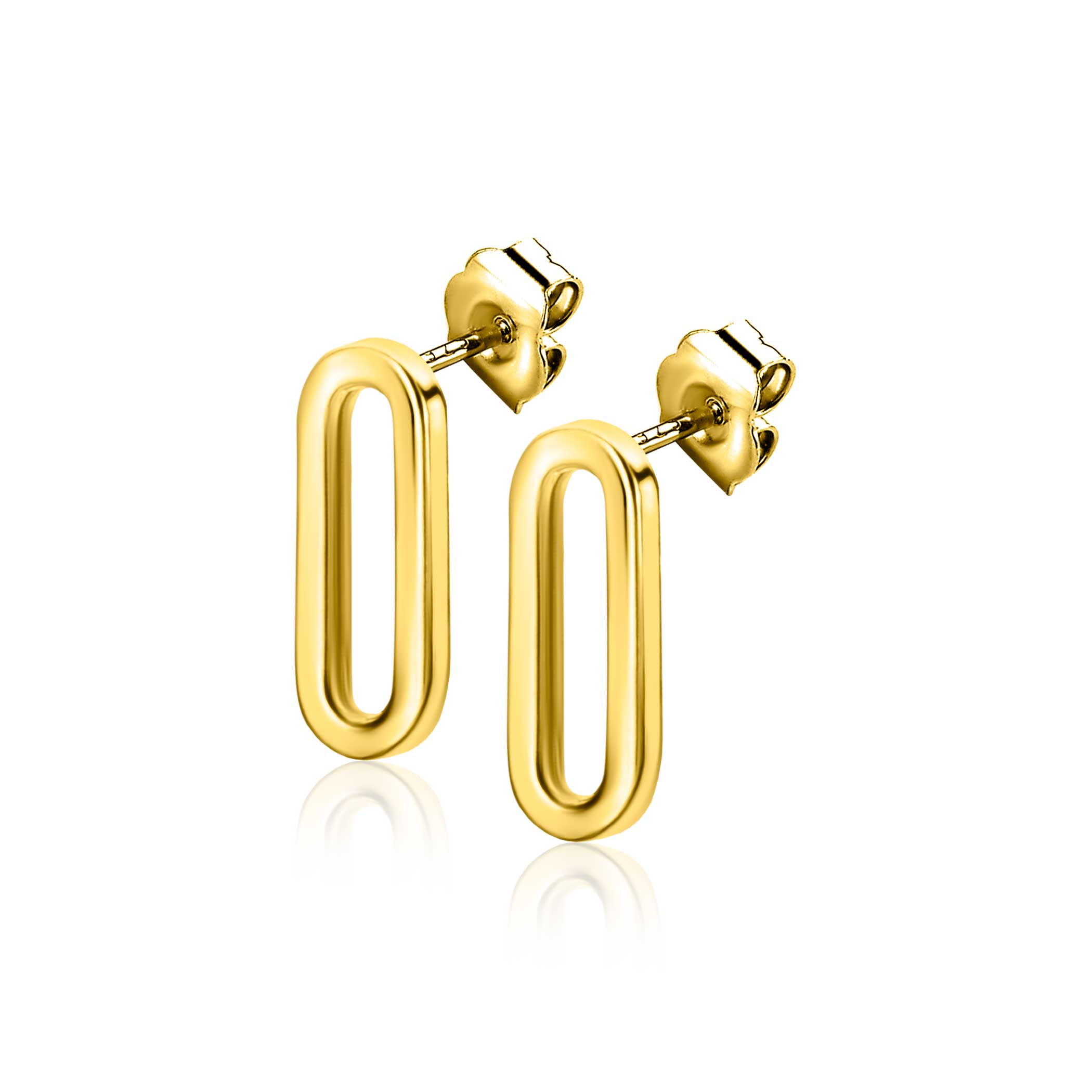 14mm ZINZI Gold 14 krt gouden oorstekers met trendy paperclip-schakel 14mm ZGO359