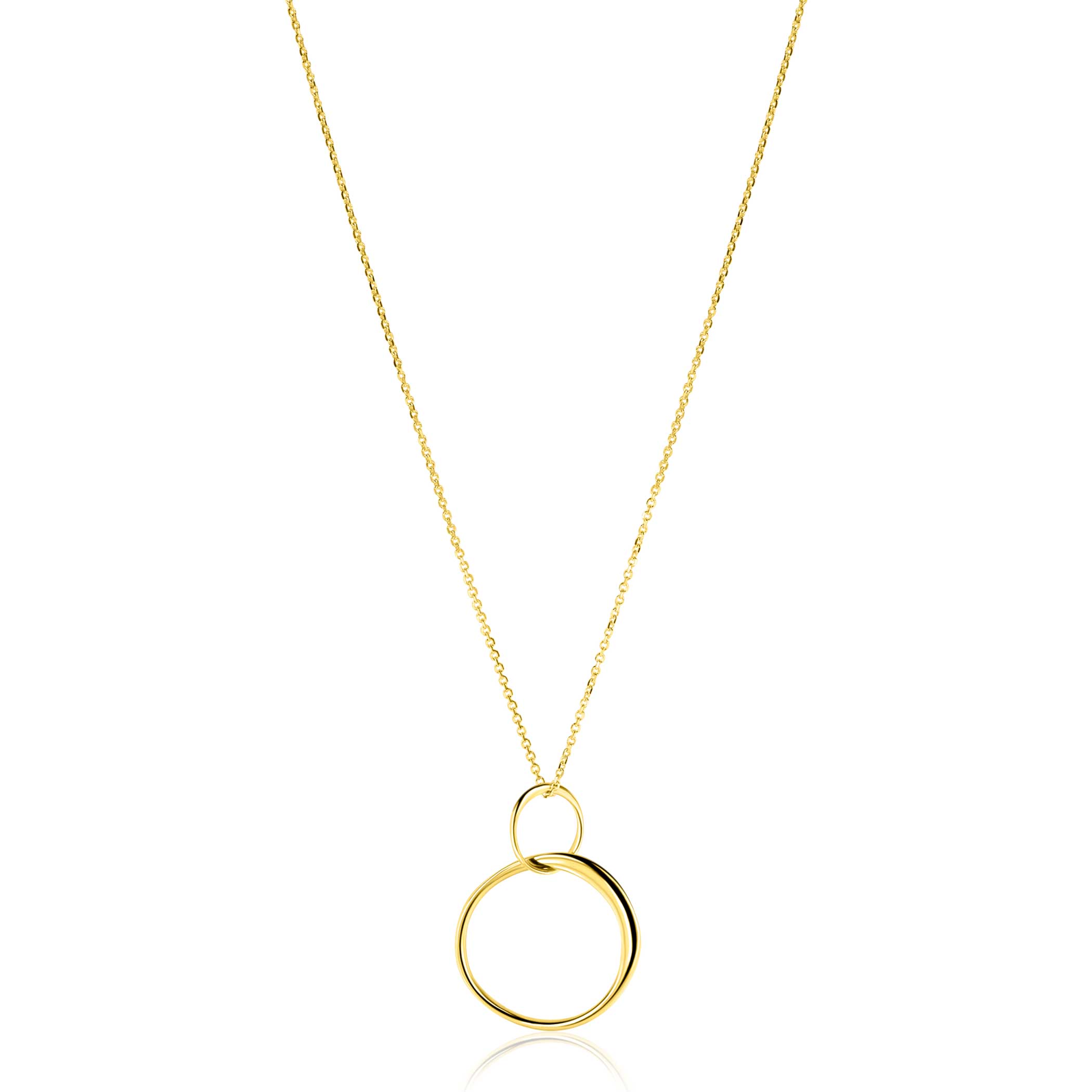ZINZI Gold 14 karaat gouden collier met verbonden ronde vormen 42-45cm ZGC576