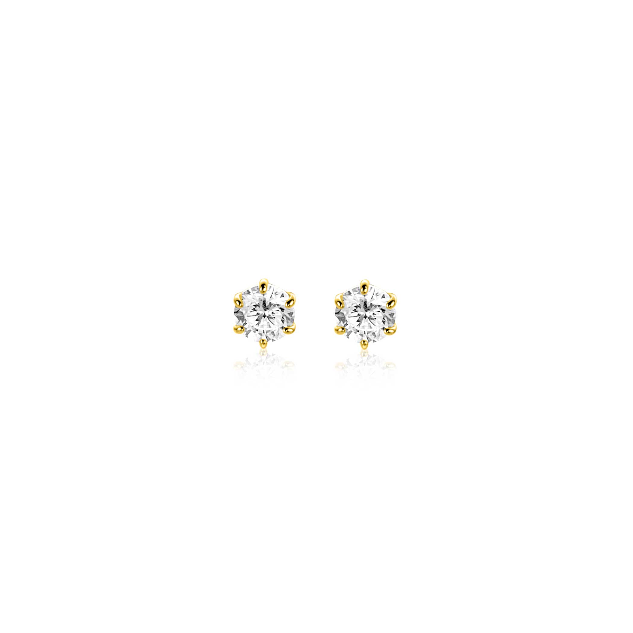 4,5mm ZINZI Gold 14 krt gouden oorknoppen bezet met een witte zirkonia in zespootszetting ZGO544