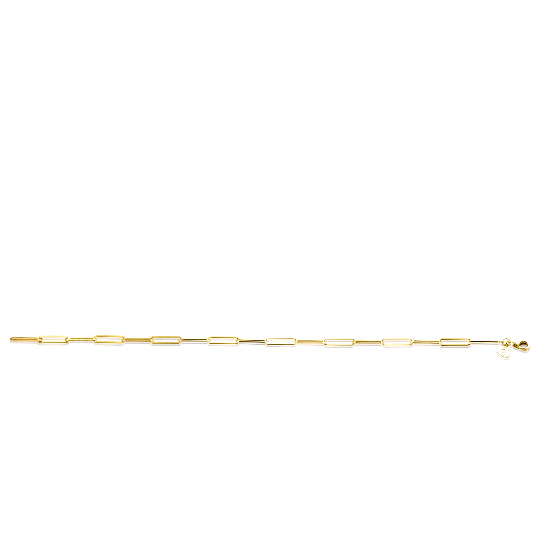 ZINZI Gold 14 krt gouden armband met trendy paperclip/closed for ever schakels 3mm breed, lengte 19cm ZGA386