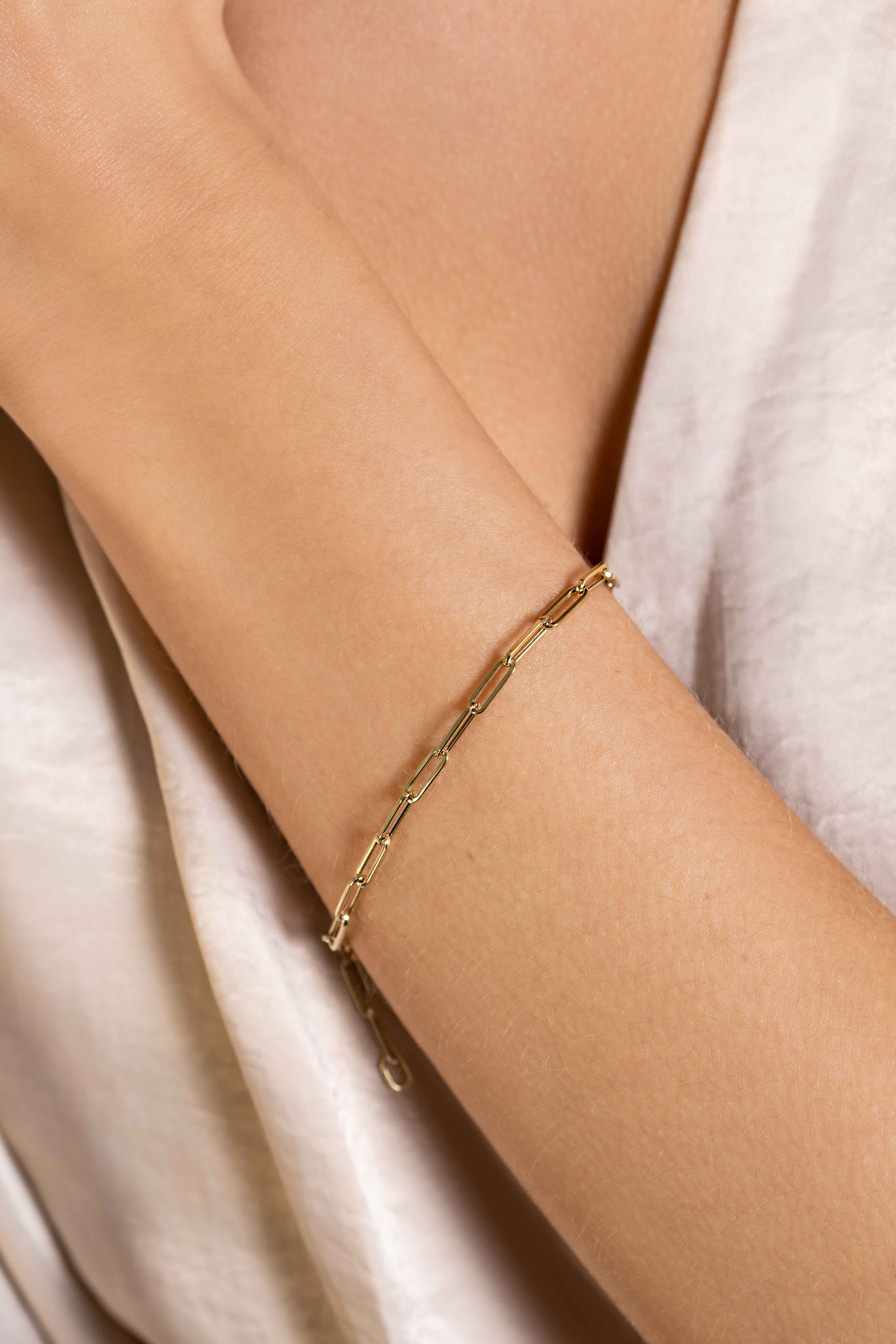 ZINZI Gold 14 krt gouden armband met trendy paperclip/closed for ever schakels 3mm breed, lengte 19cm ZGA346