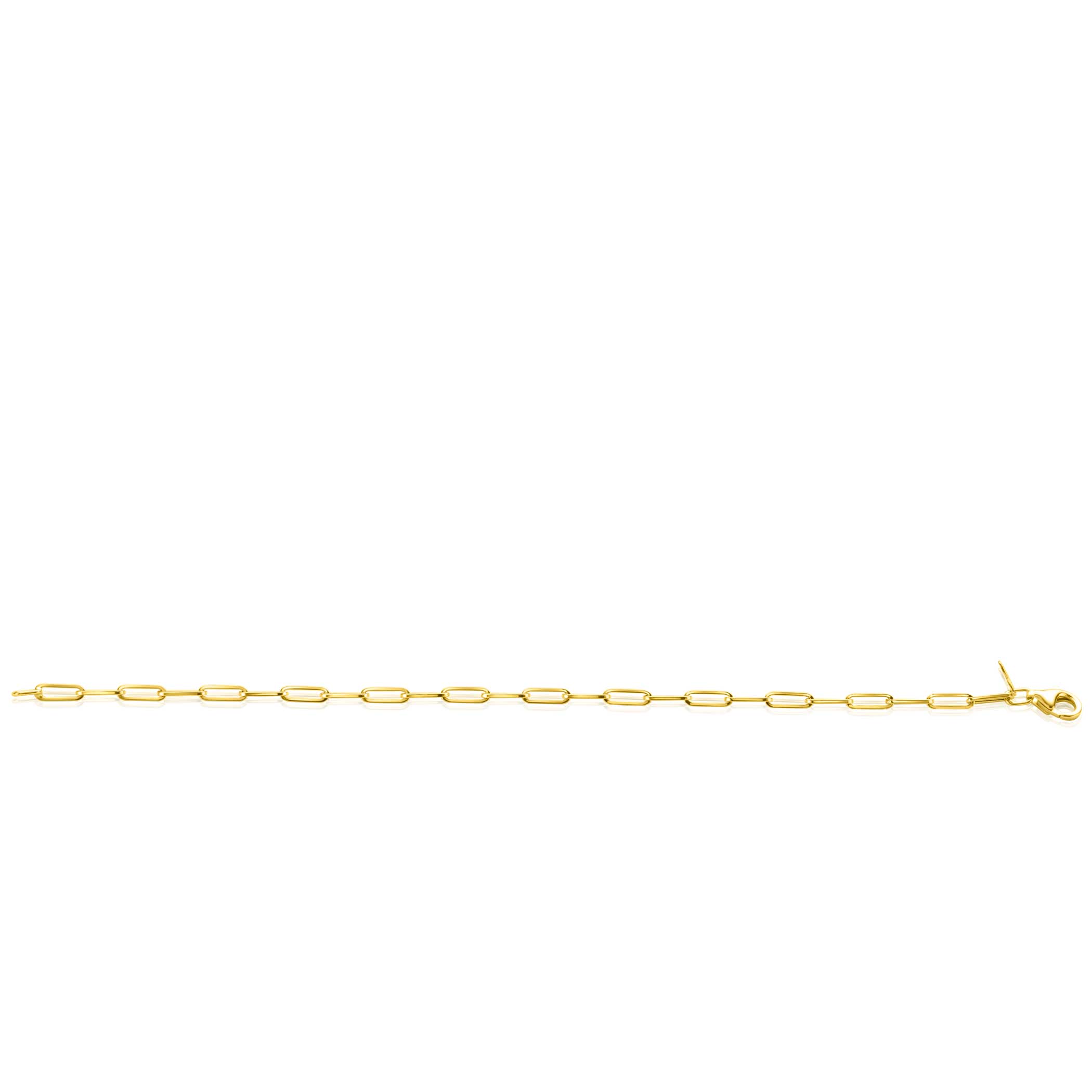 ZINZI Gold 14 krt gouden armband met trendy paperclip/closed for ever schakels 3mm breed, lengte 19cm ZGA346
