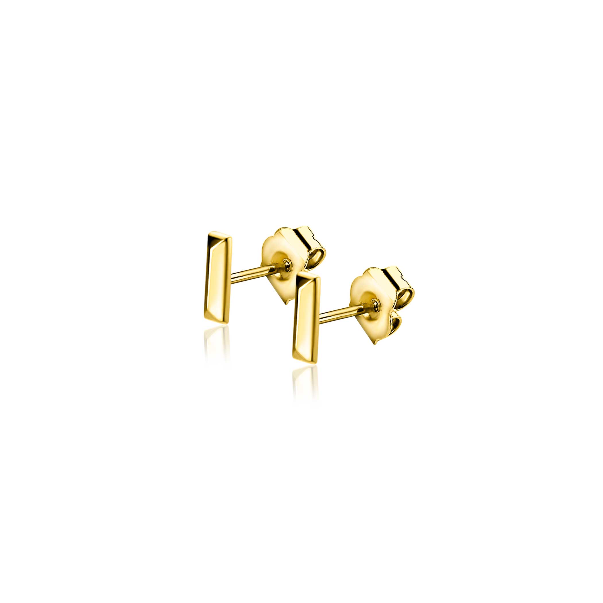 4,5mm ZINZI Gold 14 krt gouden oorknoppen rechthoekige studs ZGO477
