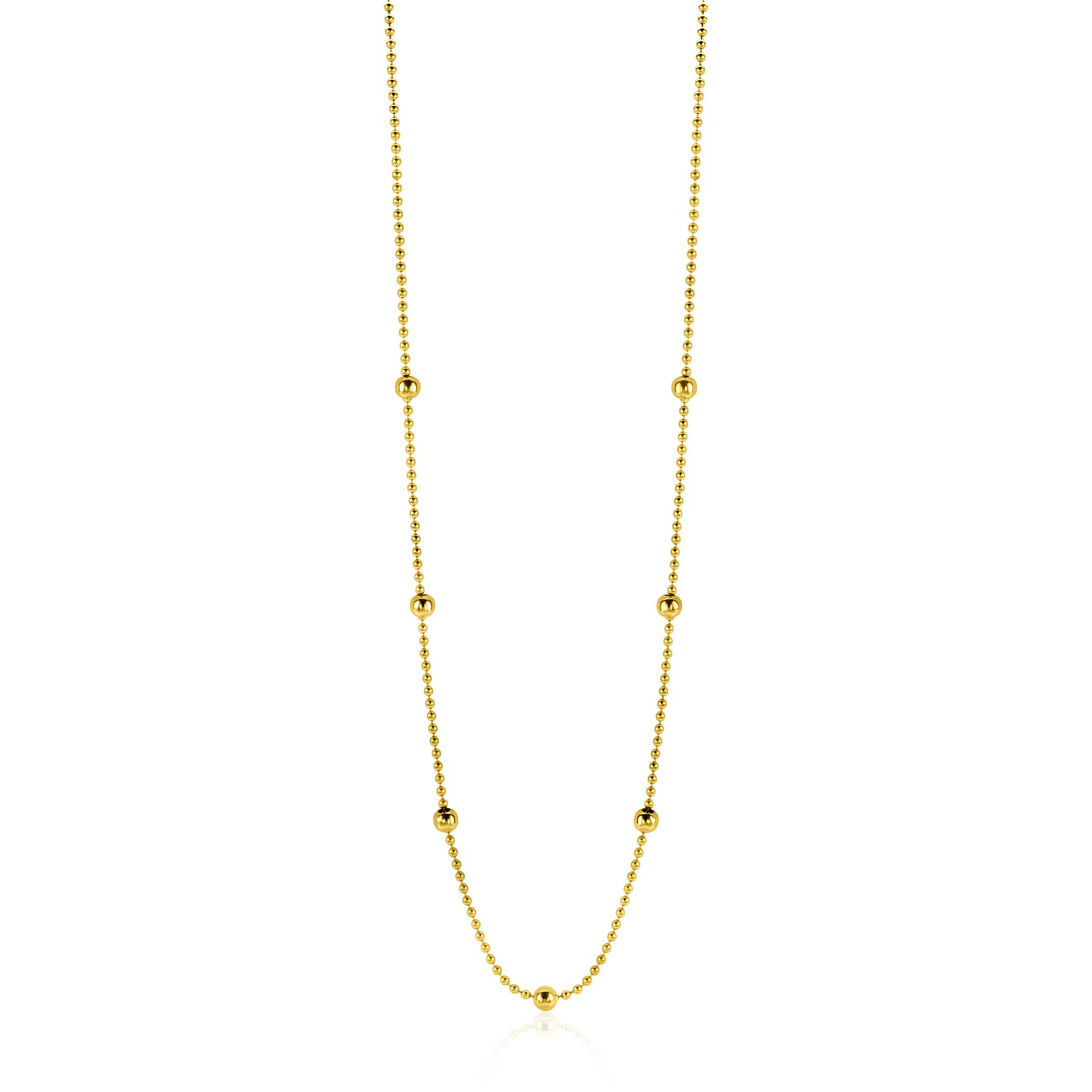 ZINZI Gold 14 krt gouden bolletjes collier 3mm breed, lengte 43cm ZGC311