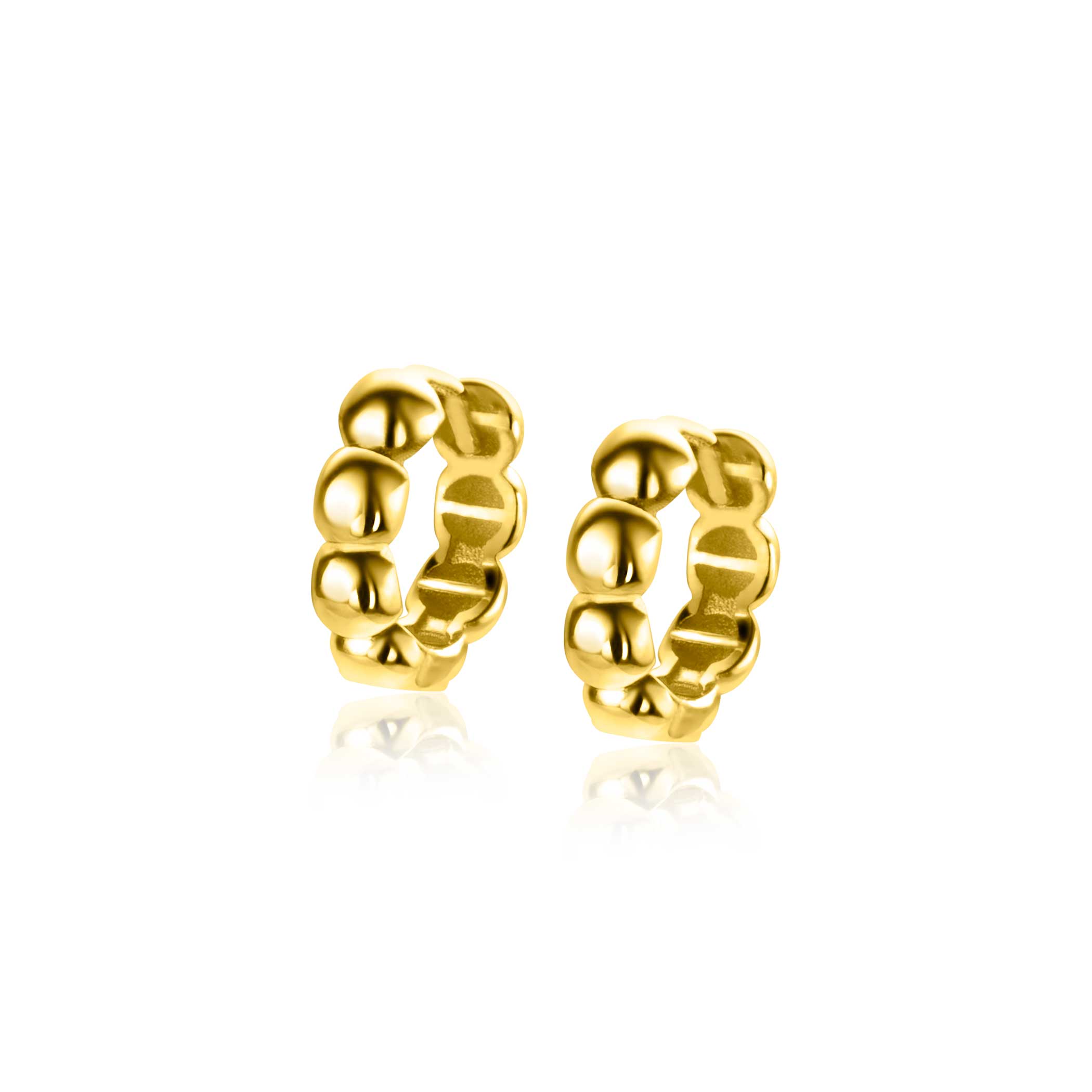 11mm ZINZI Gold 14 krt gouden oorringen met bolletjes design met luxe klapsluiting 11mm x 3,3mm buis ZGO431