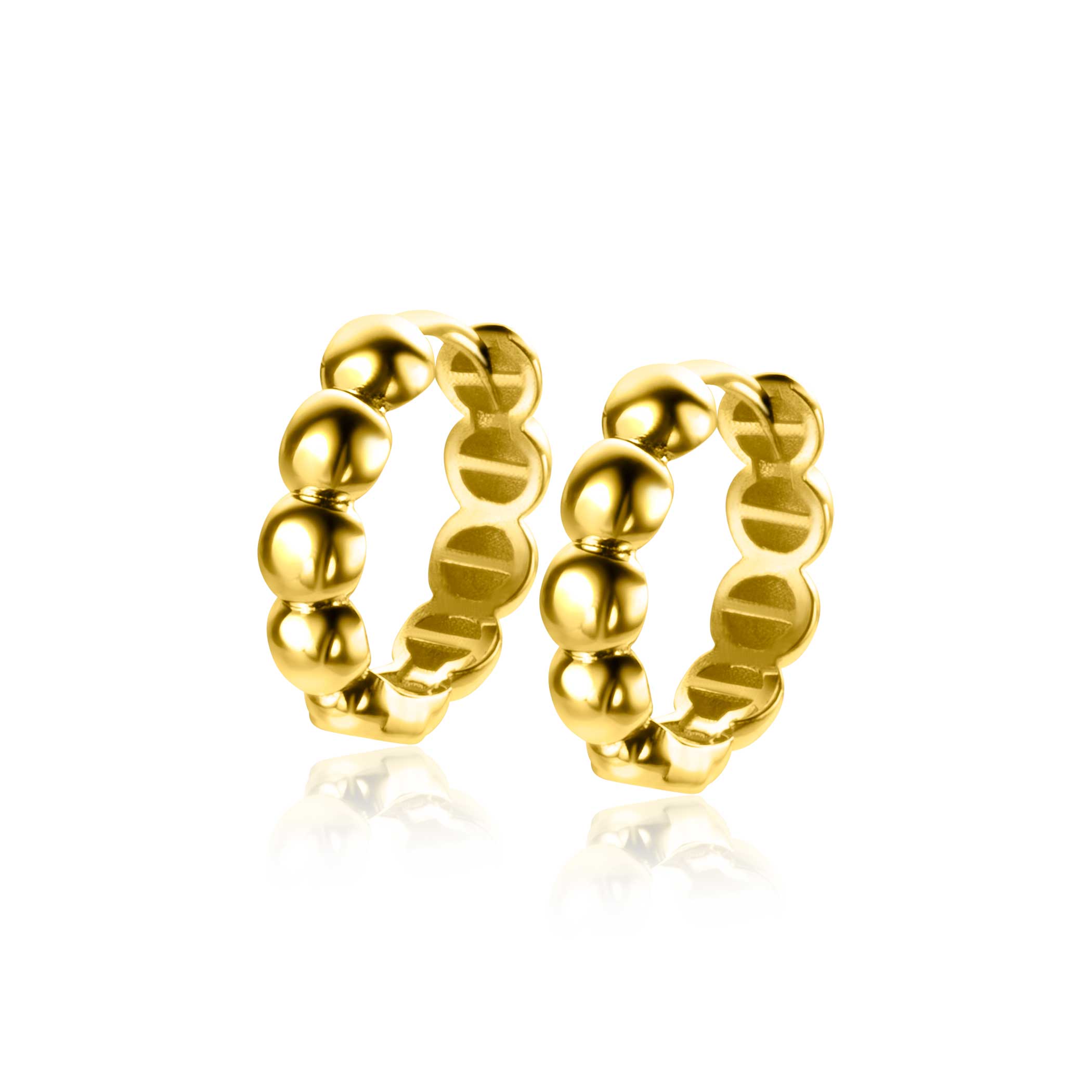 13mm ZINZI Gold 14 krt gouden oorringen met bolletjes design met luxe klapsluiting 13mm x 3,3mm buis ZGO432