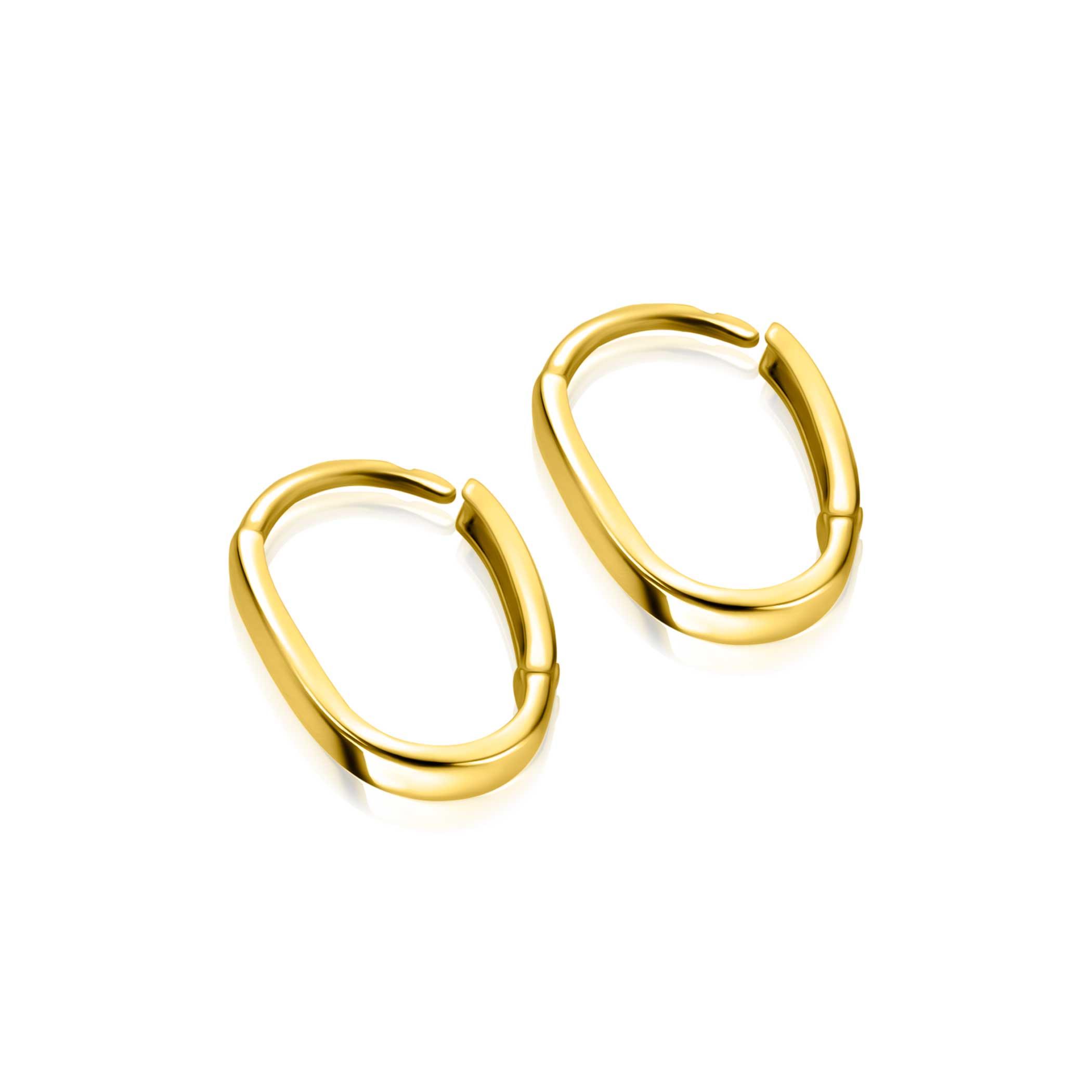 13mm ZINZI Gold 14 krt gouden oorringen ovaal model met luxe klapsluiting 13mm x 1,9mm ZGO565