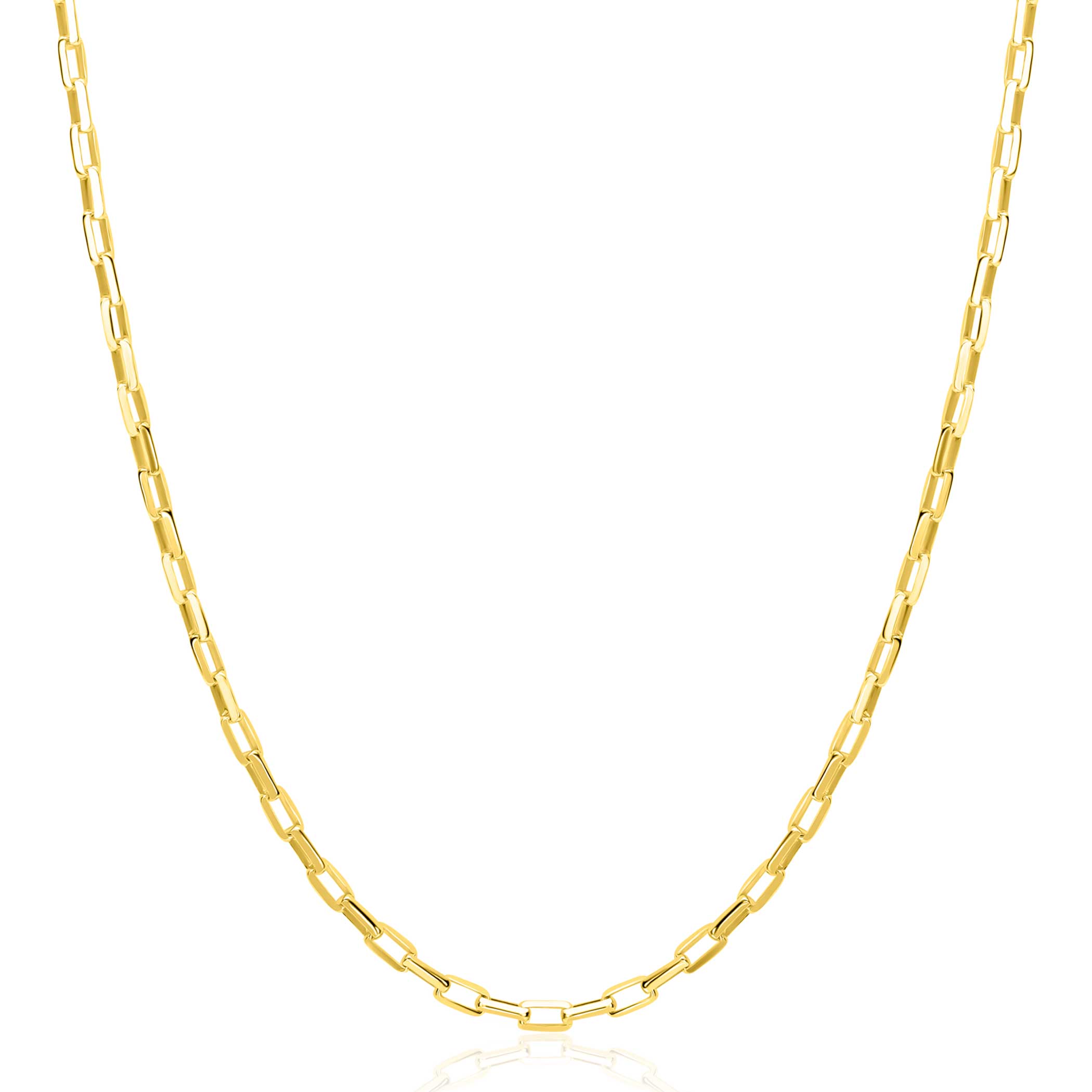 ZINZI gold plated zilveren paperclip schakel ketting (2,2mm breed) 42-45cm ZIC2845G