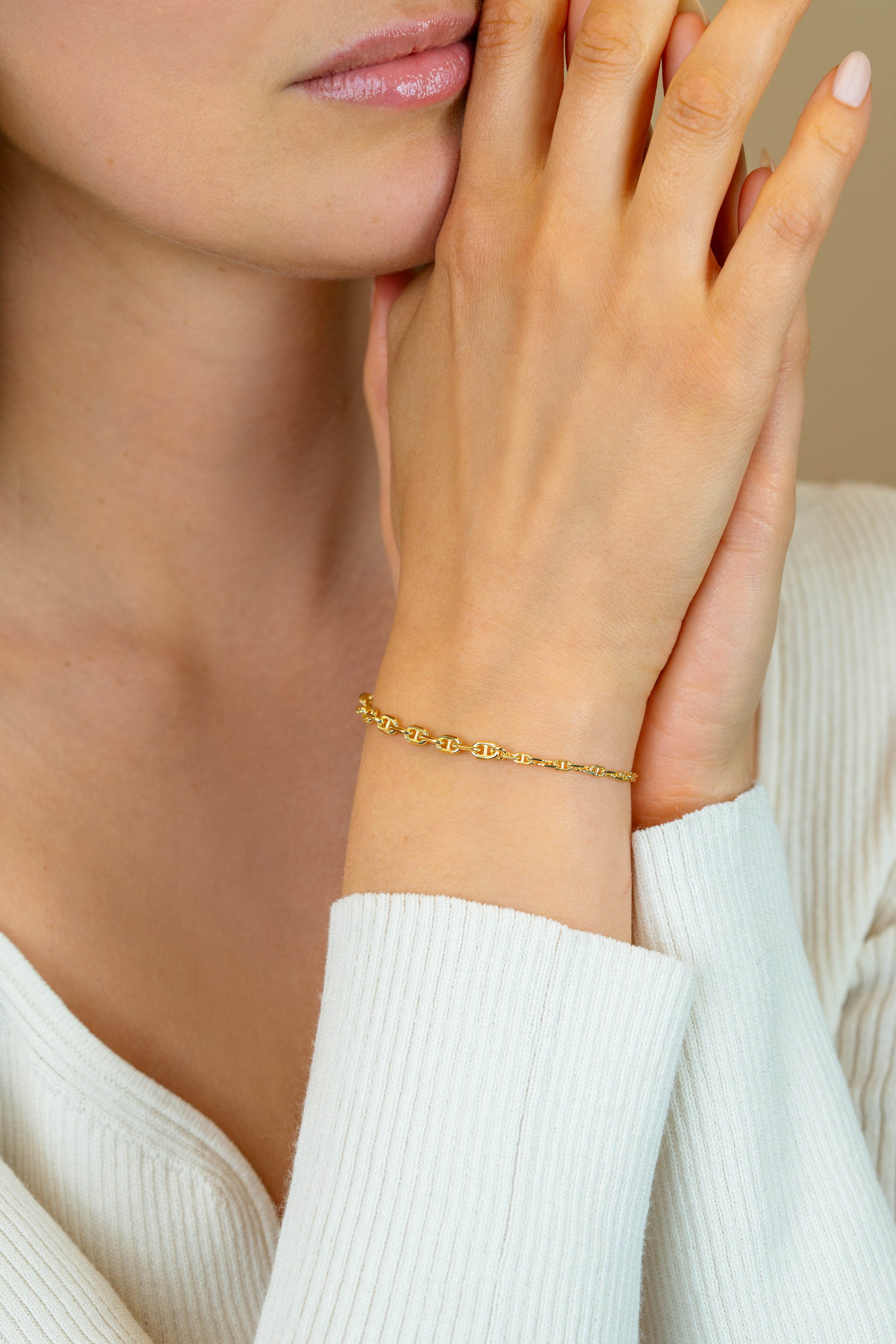 ZINZI gold plated zilveren armband met aflopende marine-schakels (3,8mm breed) 17–20cm ZIA2762G