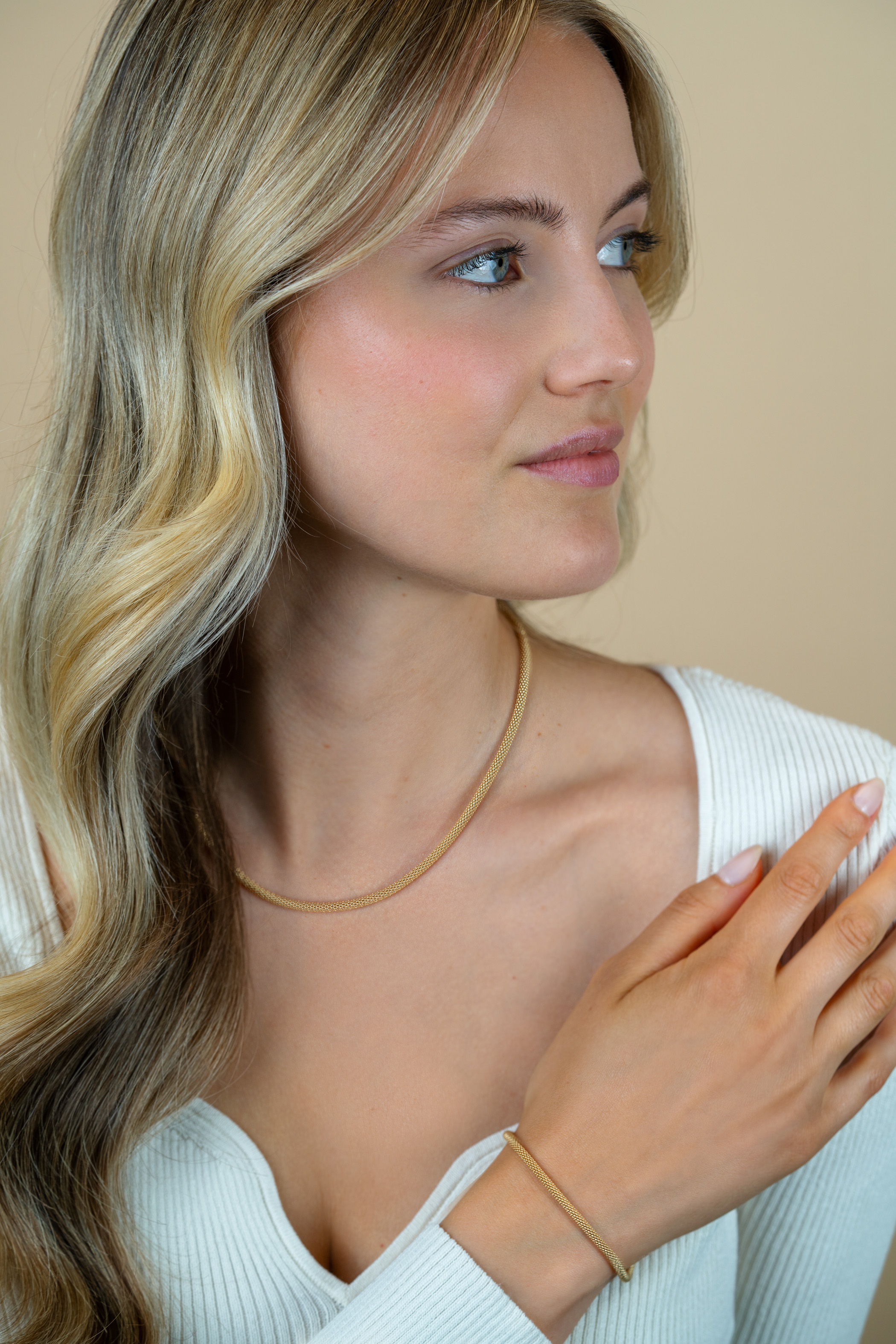 ZINZI gold plated zilveren popcorn armband 3mm breed 19cm ZIA2765G