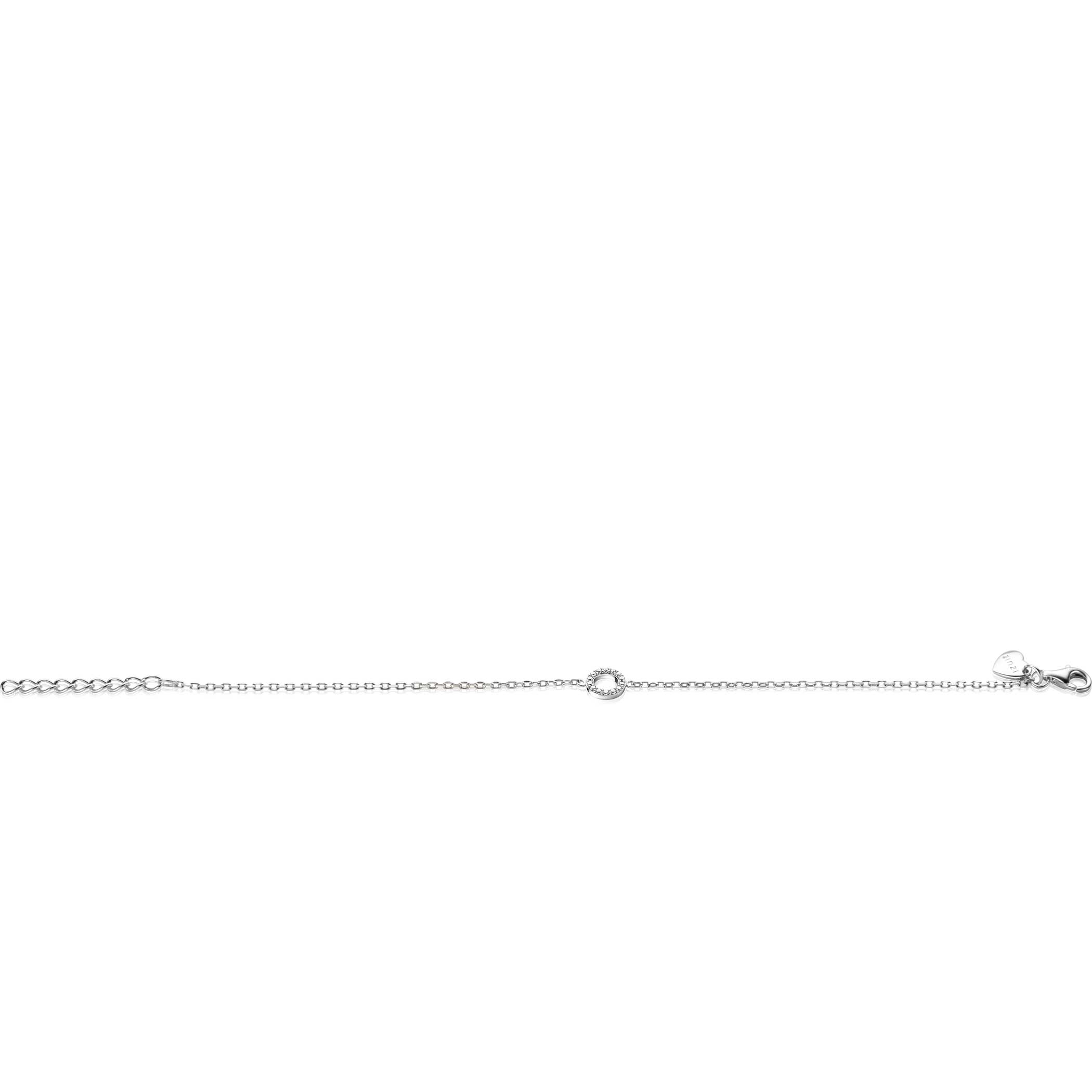 ZINZI zilveren armband met open rondje (7,5mm) bezet met witte zirconia's 16,5-19,5cm ZIA2550