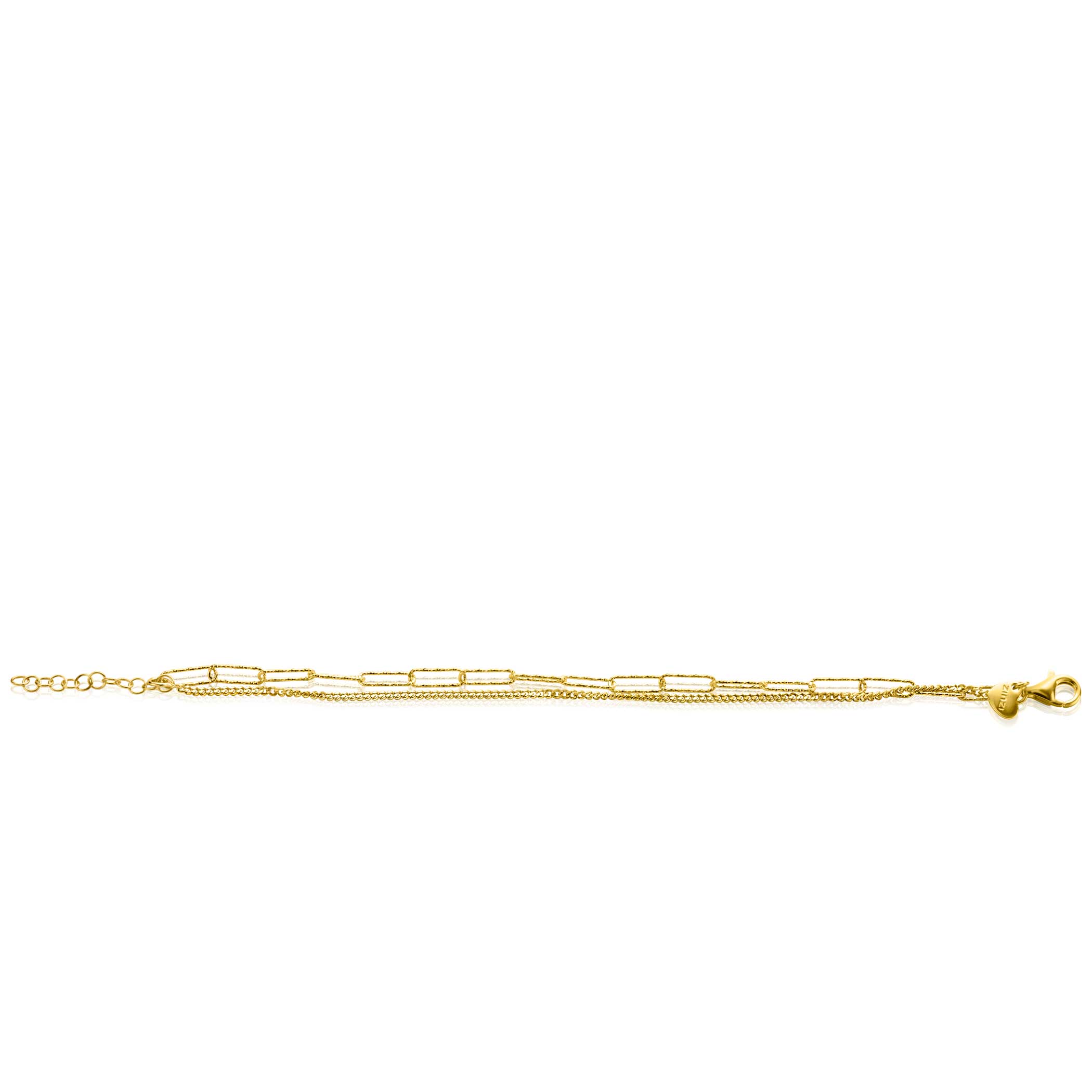 ZINZI gold plated zilveren multi-look armband met gourmet en paperclip schakels ZIA2367G
