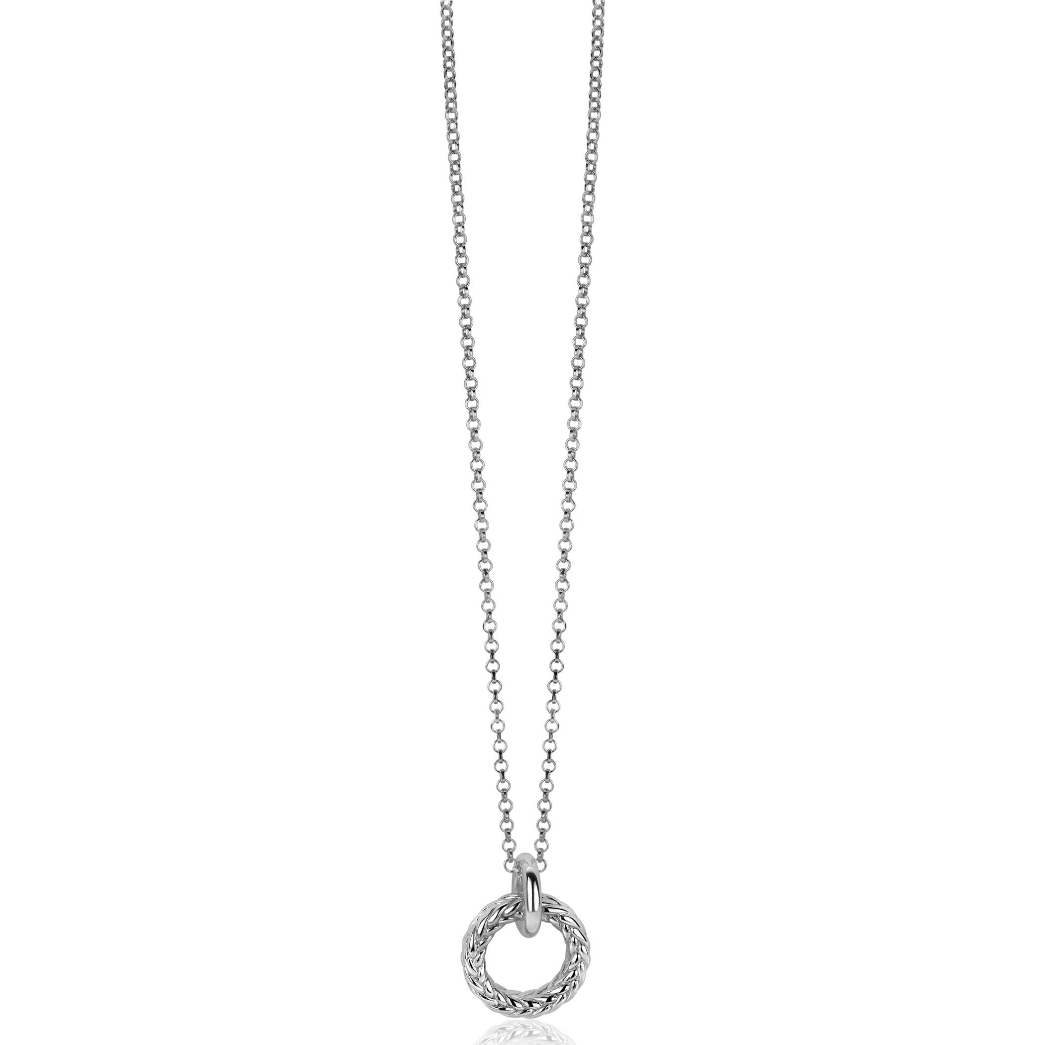 ZINZI zilveren hanger rond met touweffect 19mm ZIH2246 (zonder collier)