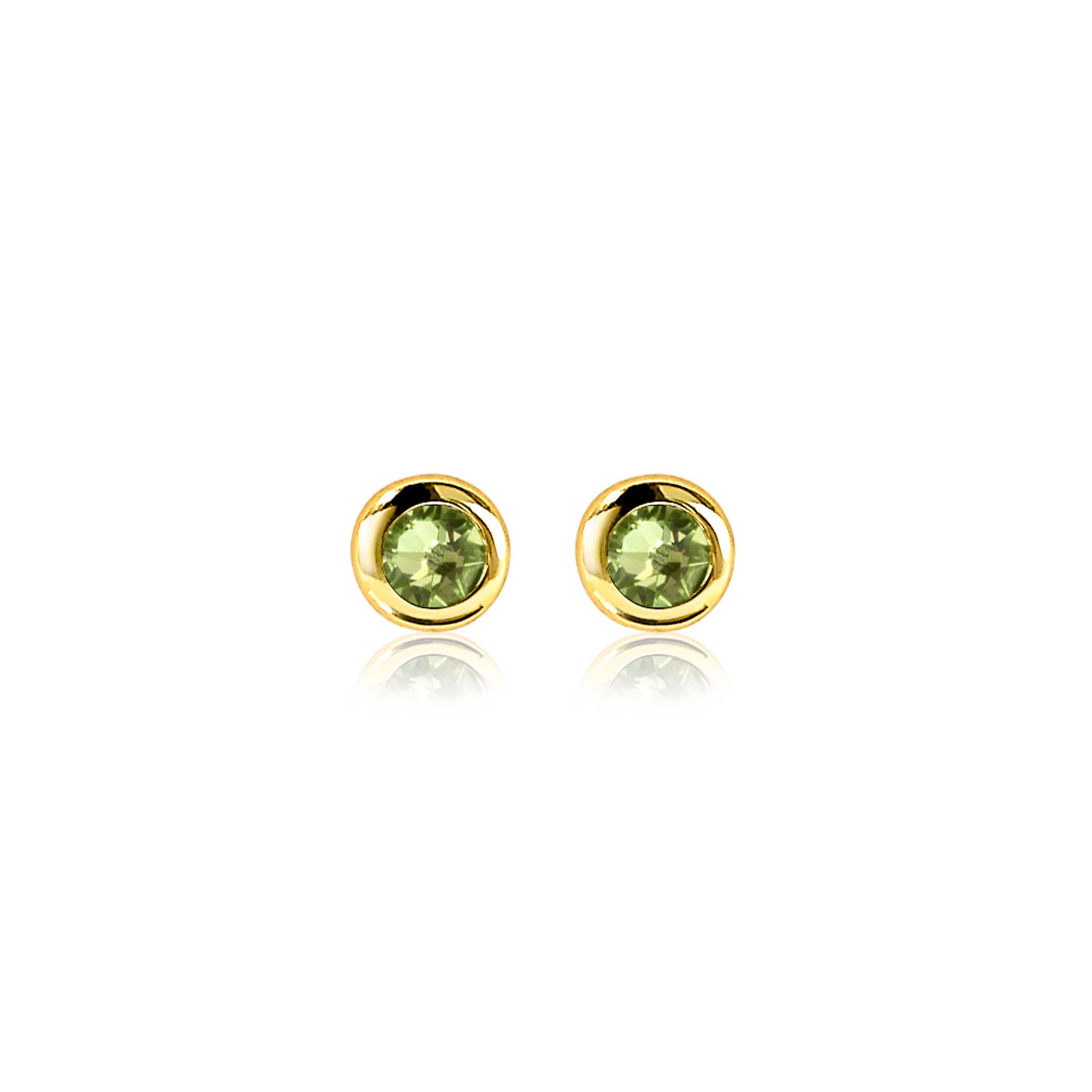 AUGUSTUS oorknoppen 4mm gold plated met geboortesteen groen peridoot zirconia
