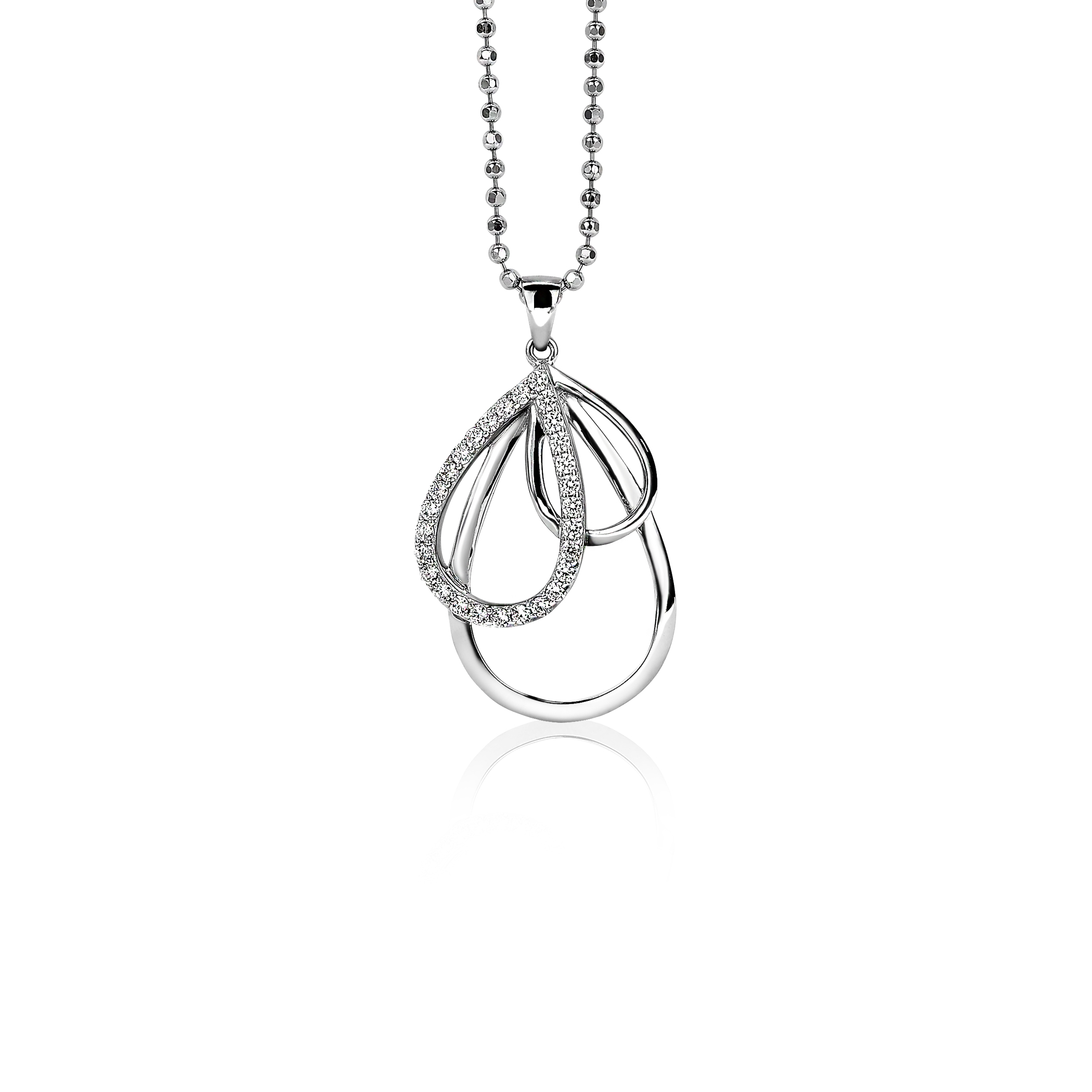 ZINZI zilveren hanger peer wit 40mm ZIH1369 (zonder collier)