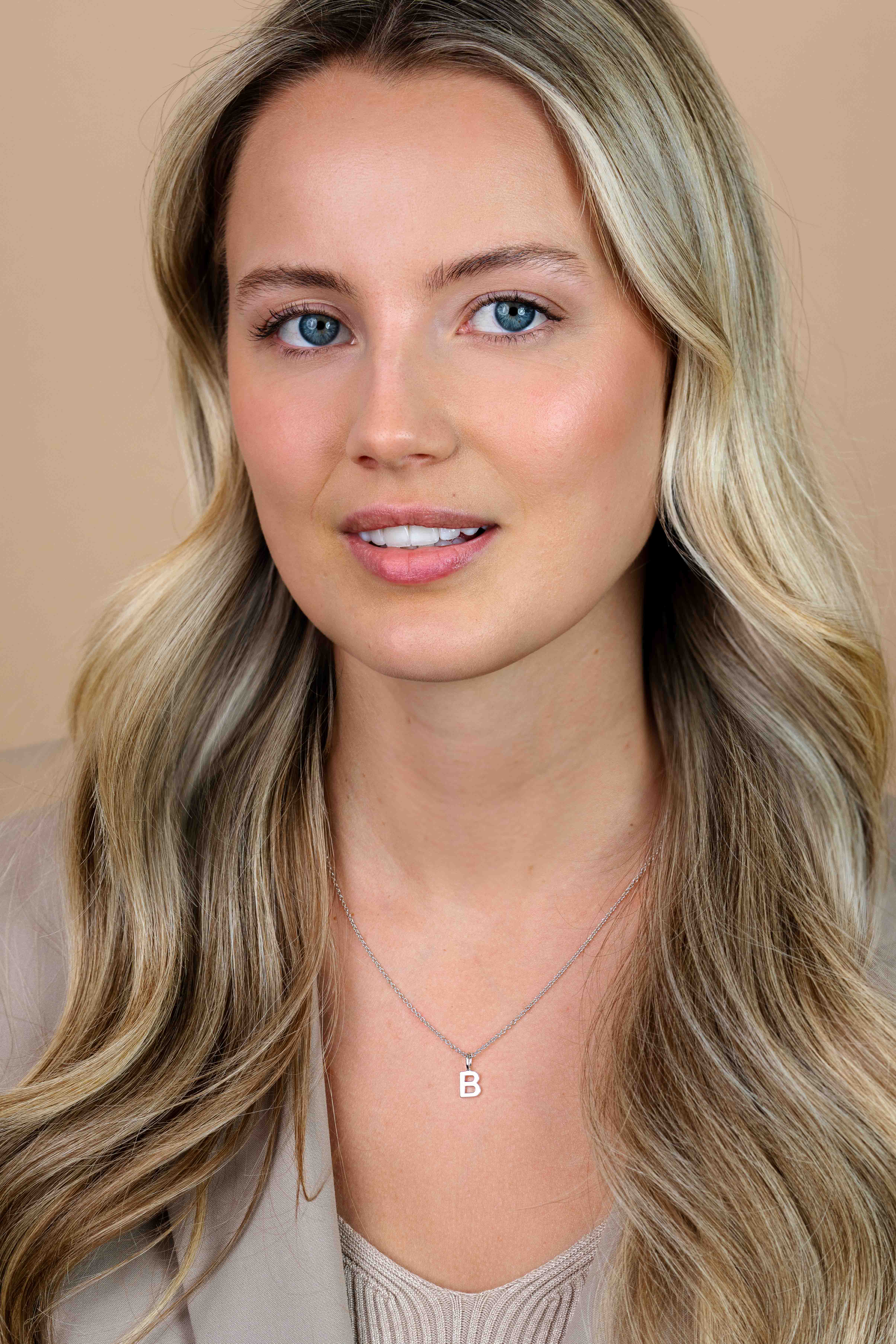 ZINZI zilveren letter hanger B ZIH2140B