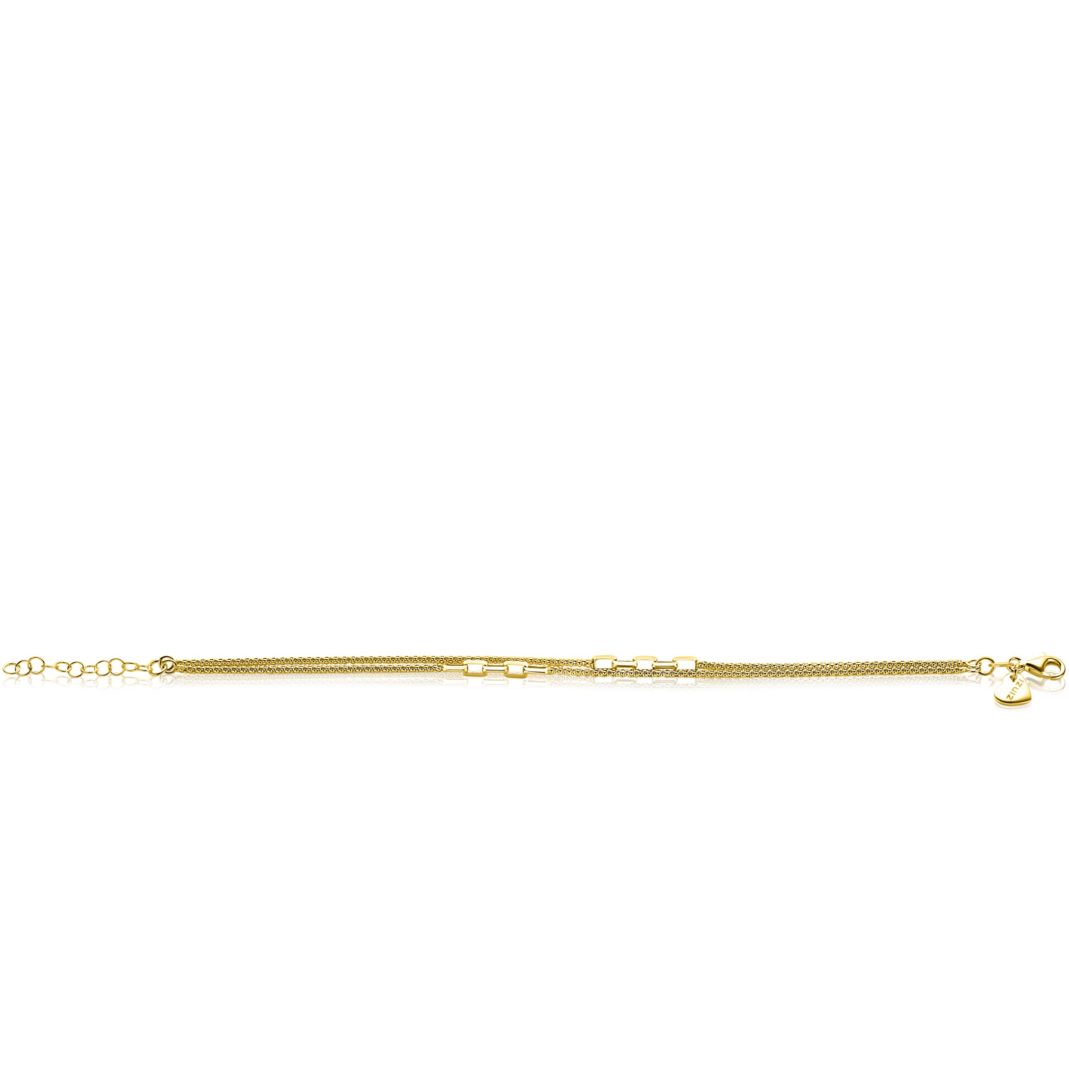 ZINZI gold plated zilveren multi-look armband (5,5mm breed) met popcornschakel en paperclip-schakels ZIA2709G