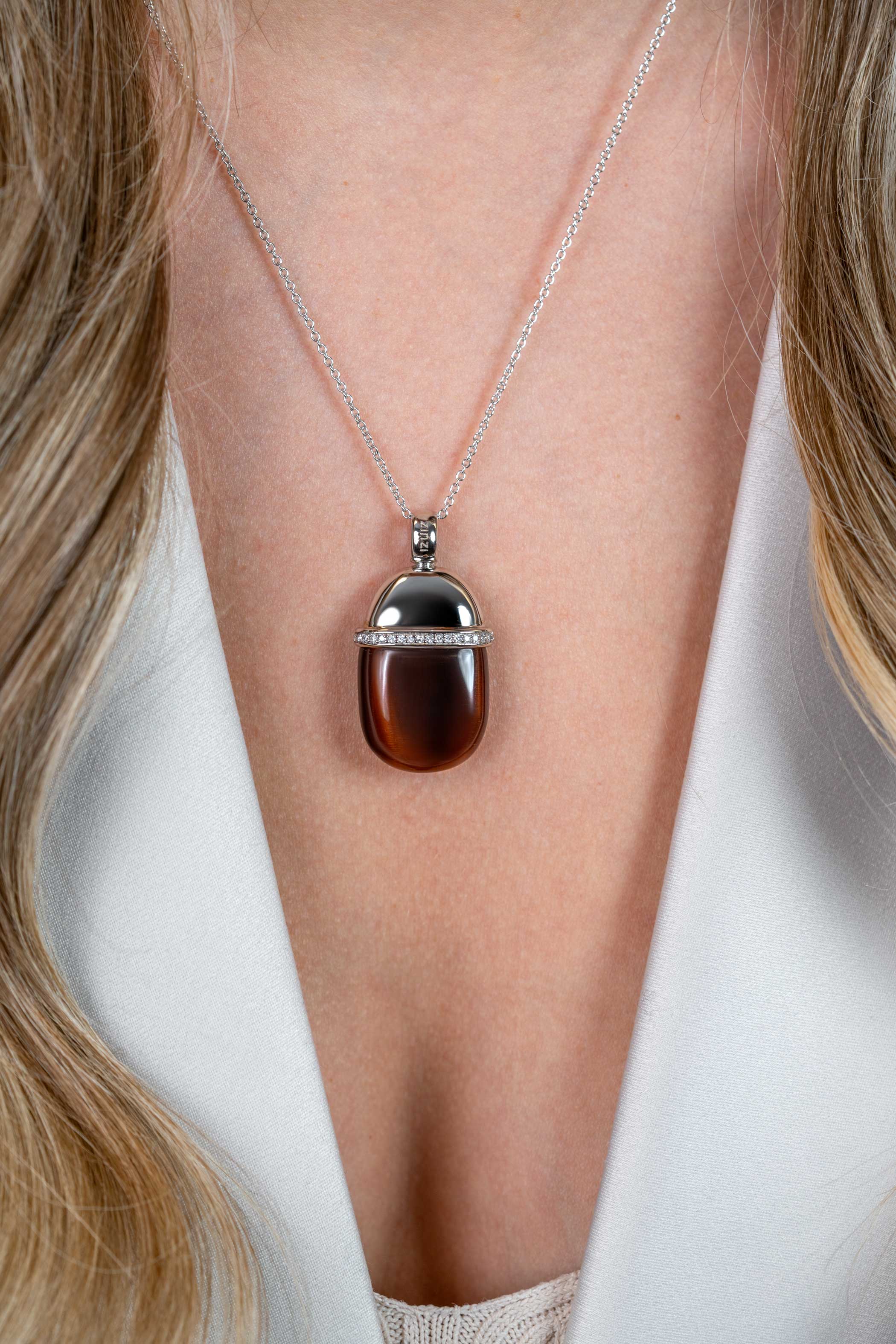 Zinzi zilveren hanger bruin ZIH794C