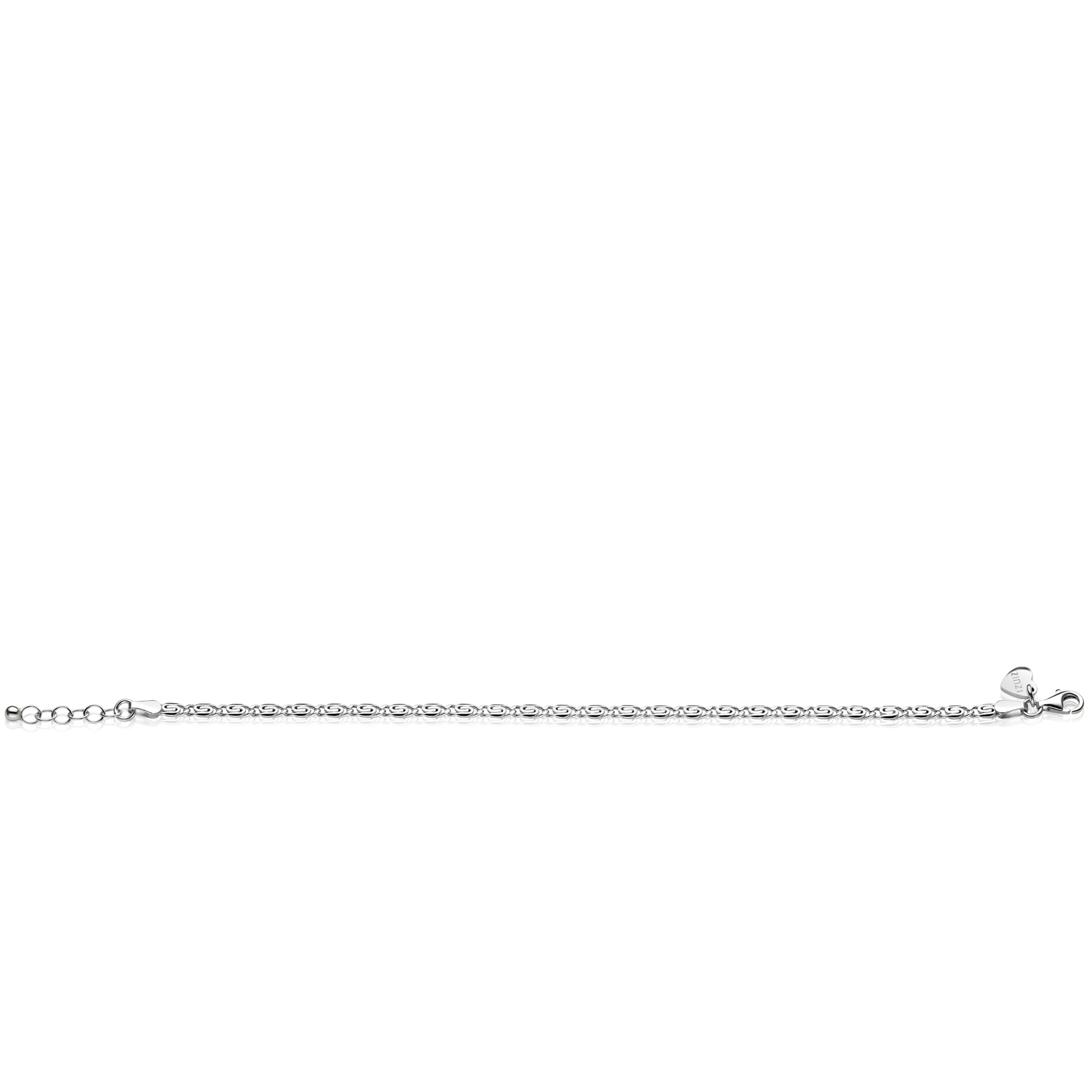 ZINZI zilveren scroll schakel armband (3mm breed) waarbij de schakels een dubbele krul/kronkeling maken 17-20cm ZIA2712