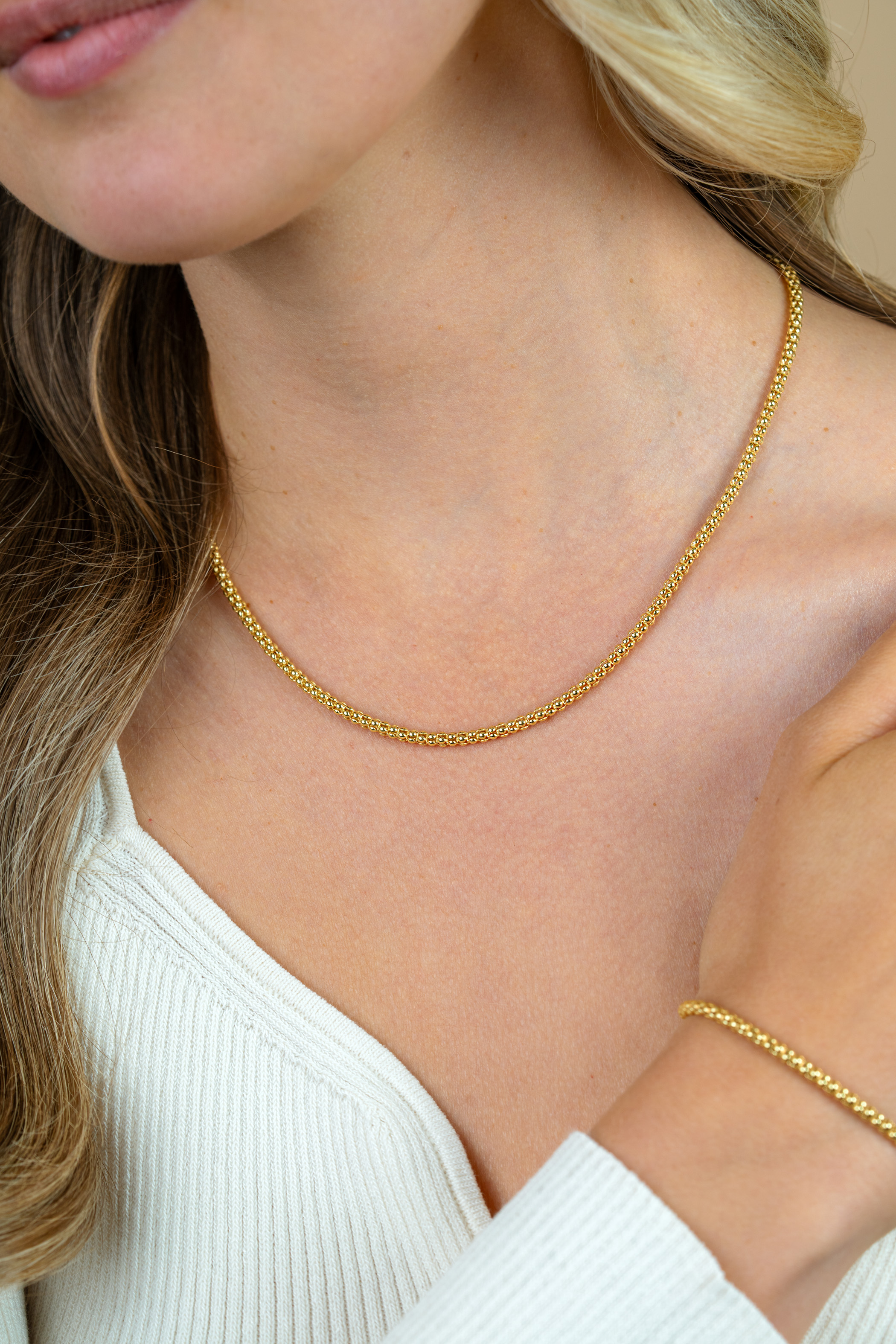 ZINZI zilveren schakelcollier 14K geelverguld 45cm ZIC1288G