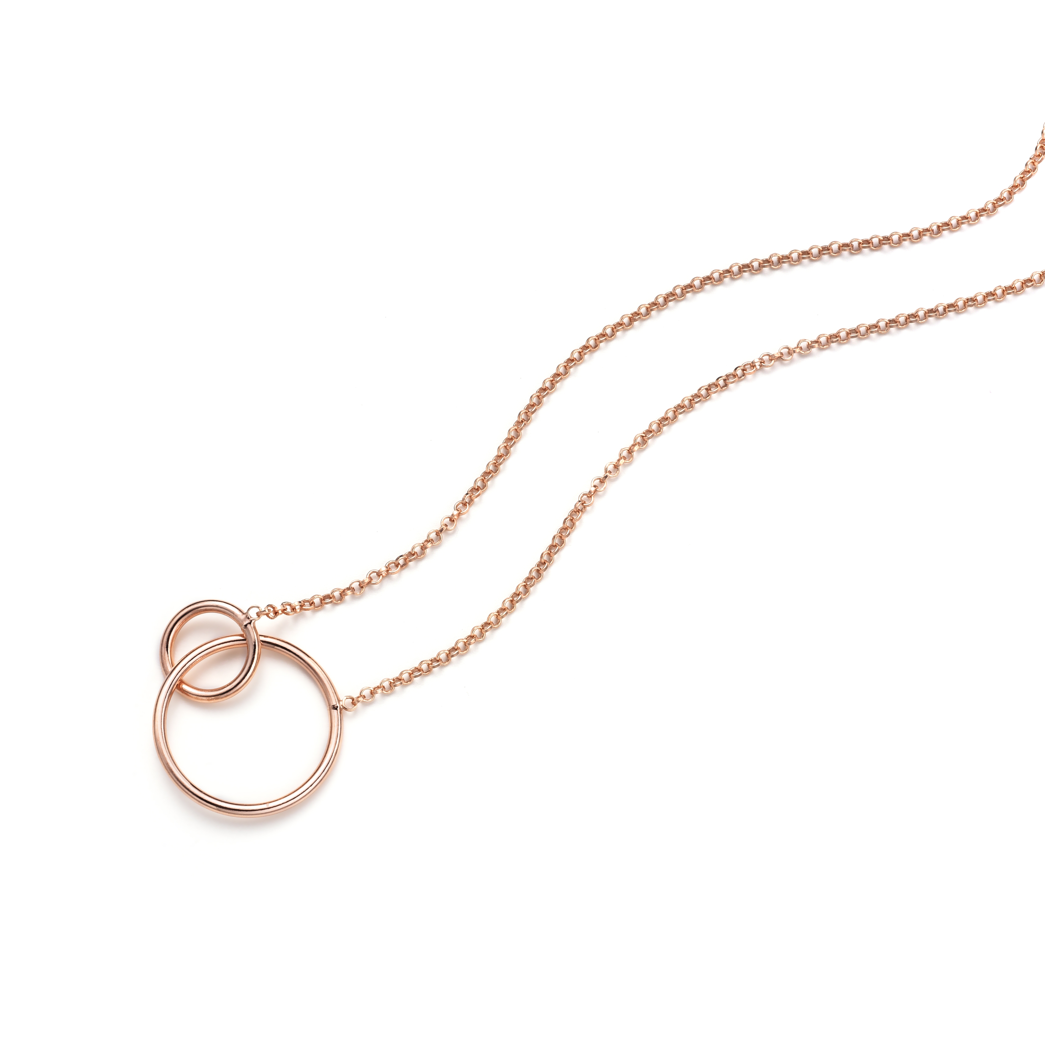 ZINZI zilveren collier rosé verguld ronde vormen 42-45cm ZIC1278R