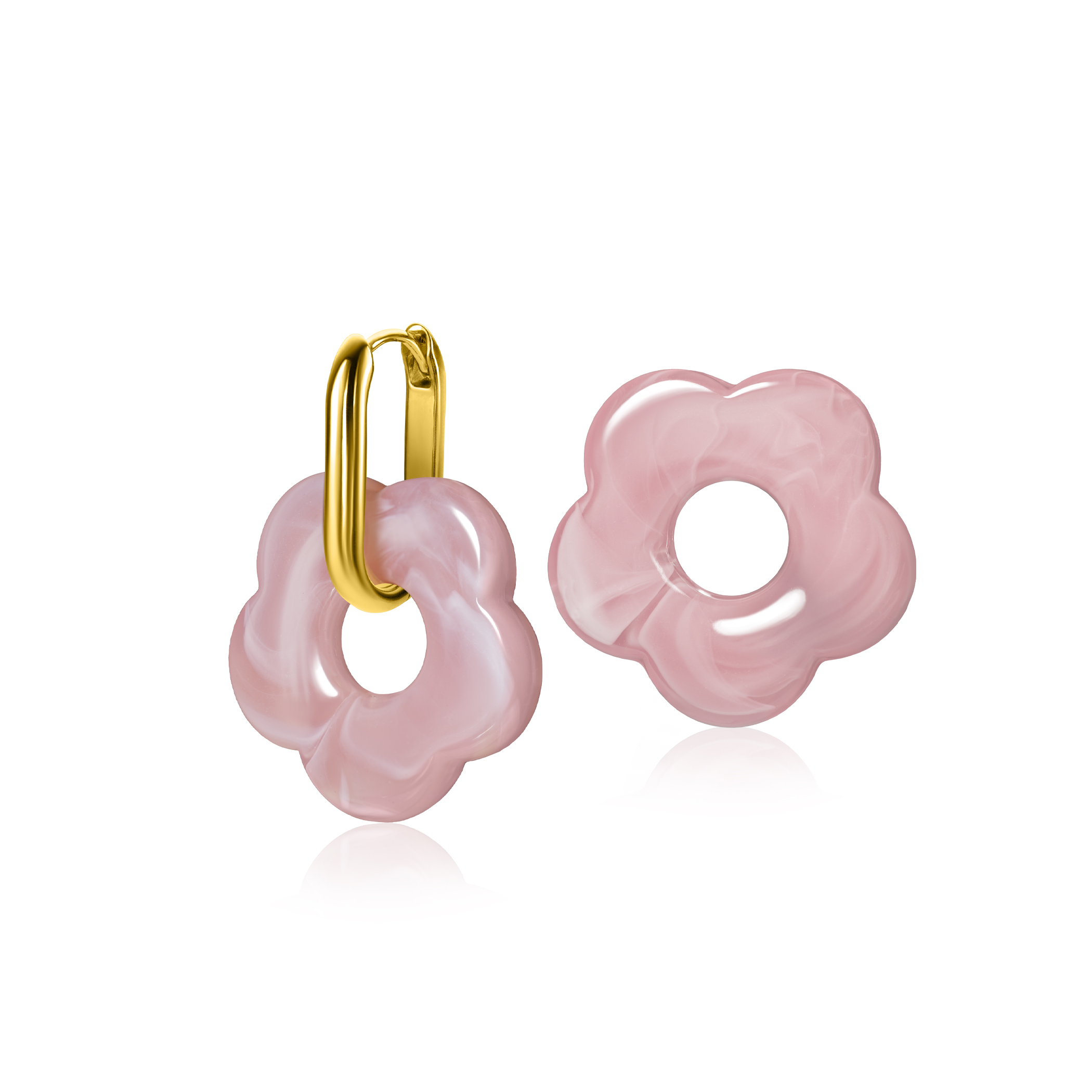 26mm oorbedels bloem roze kunststof ZICH2720RA