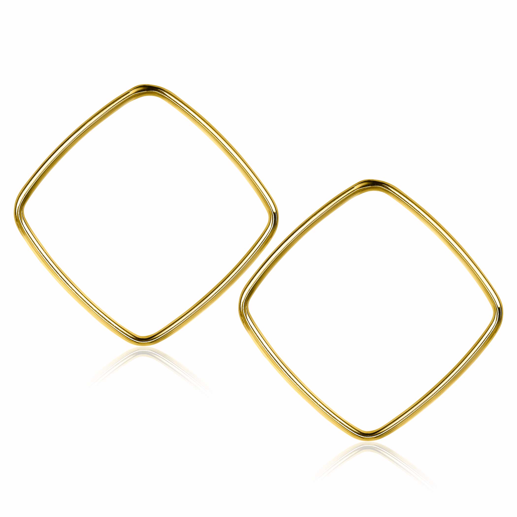 ZINZI zilveren trendy oorstekers 14K geel verguld 44mm vierkant open ZIO2095G