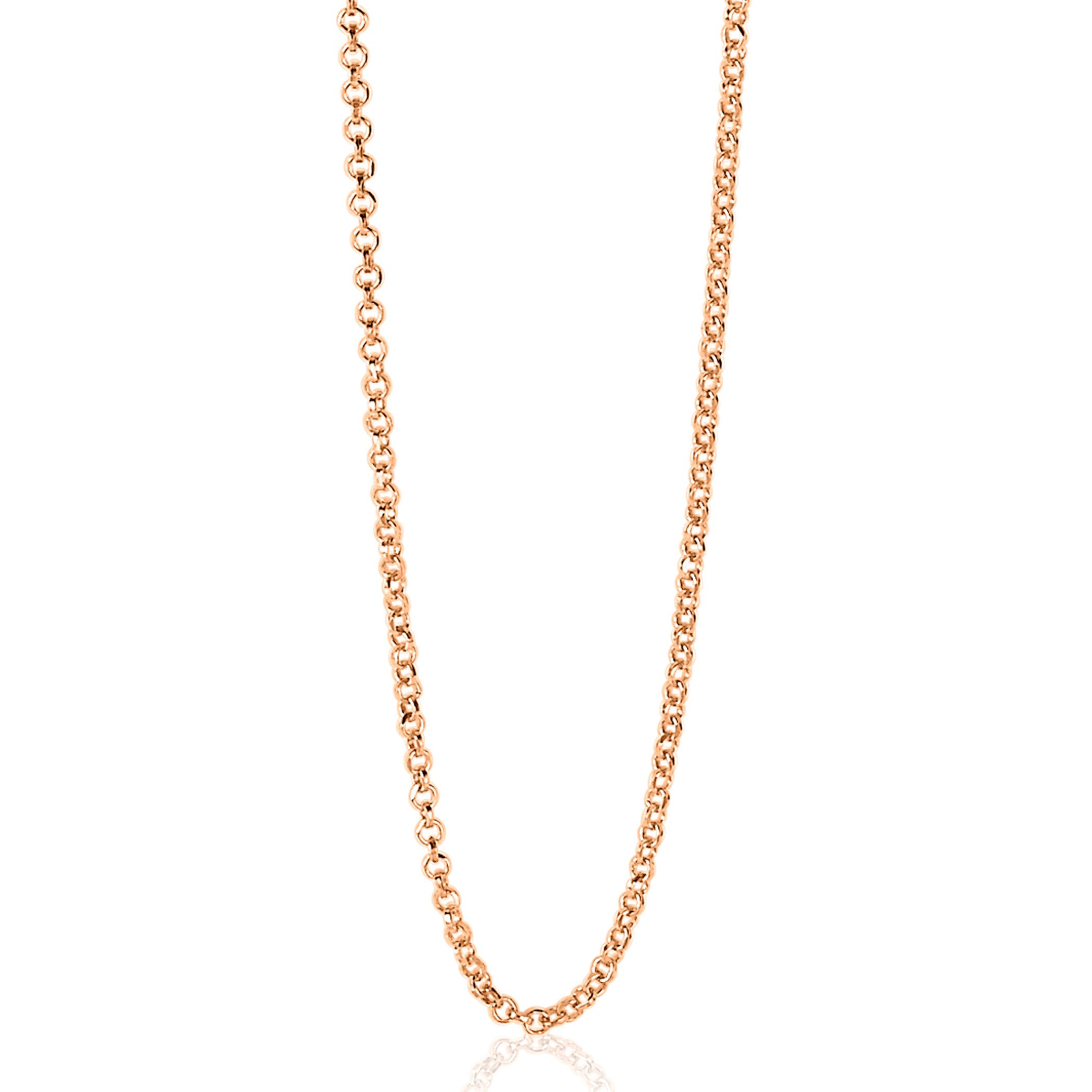 70cm ZINZI zilveren jasseron ketting rosé verguld ZILC-J70R