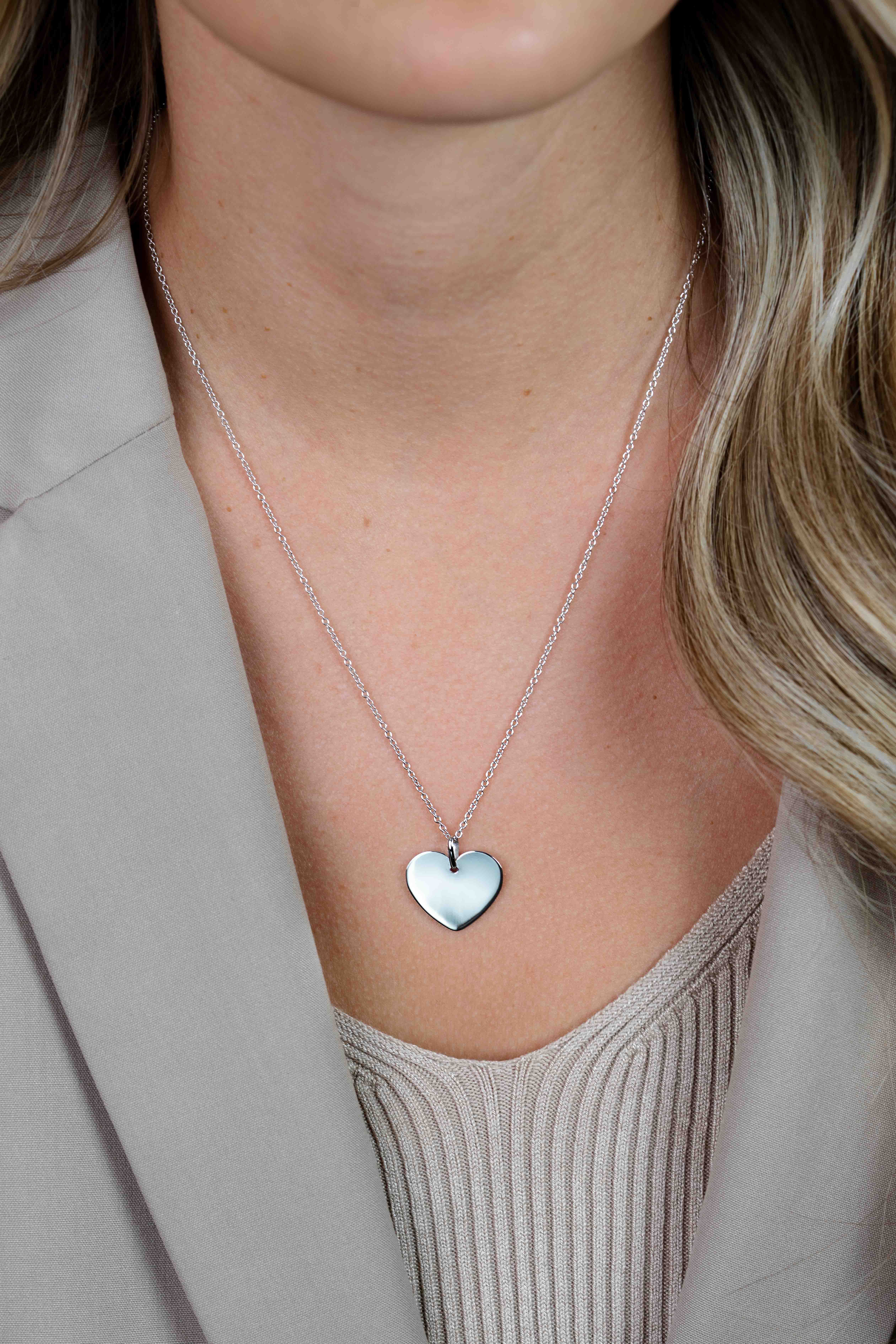 20mm ZINZI zilveren hanger glad hart voor gravure ZIH2346-20 (zonder collier)