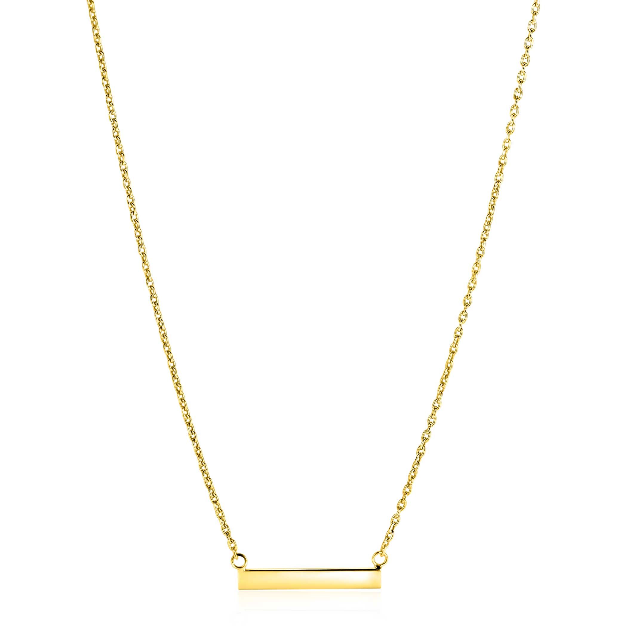 ZINZI gold plated zilveren ketting 45cm met glanzend plaatje om te graveren ZIC2344G