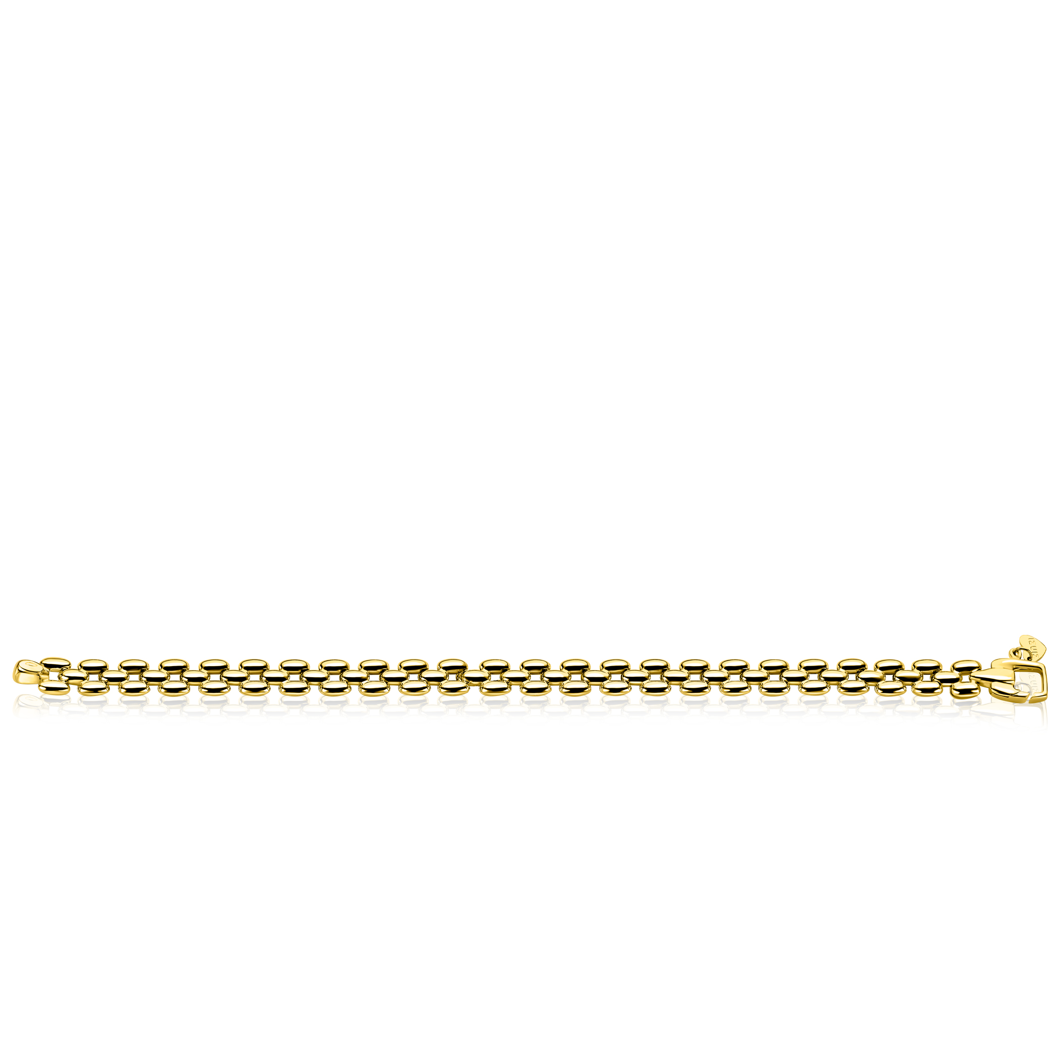 ZINZI gold plated zilveren brede rolex-style schakel-armband 8mm breed 19cm ZIA2764G