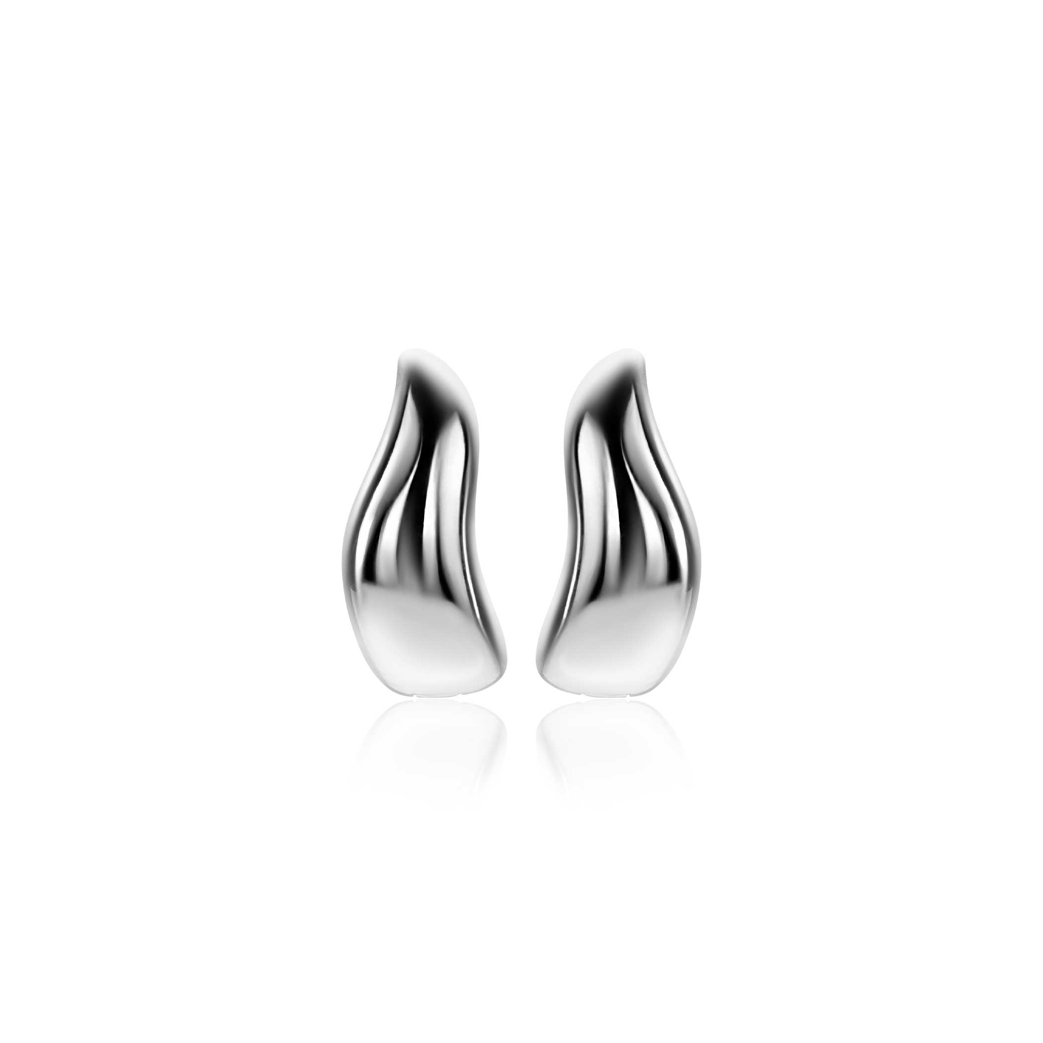 15mm ZINZI zilveren oorringen organisch gevormd 6,5mm breed met luxe klapsluiting ZIO2609
