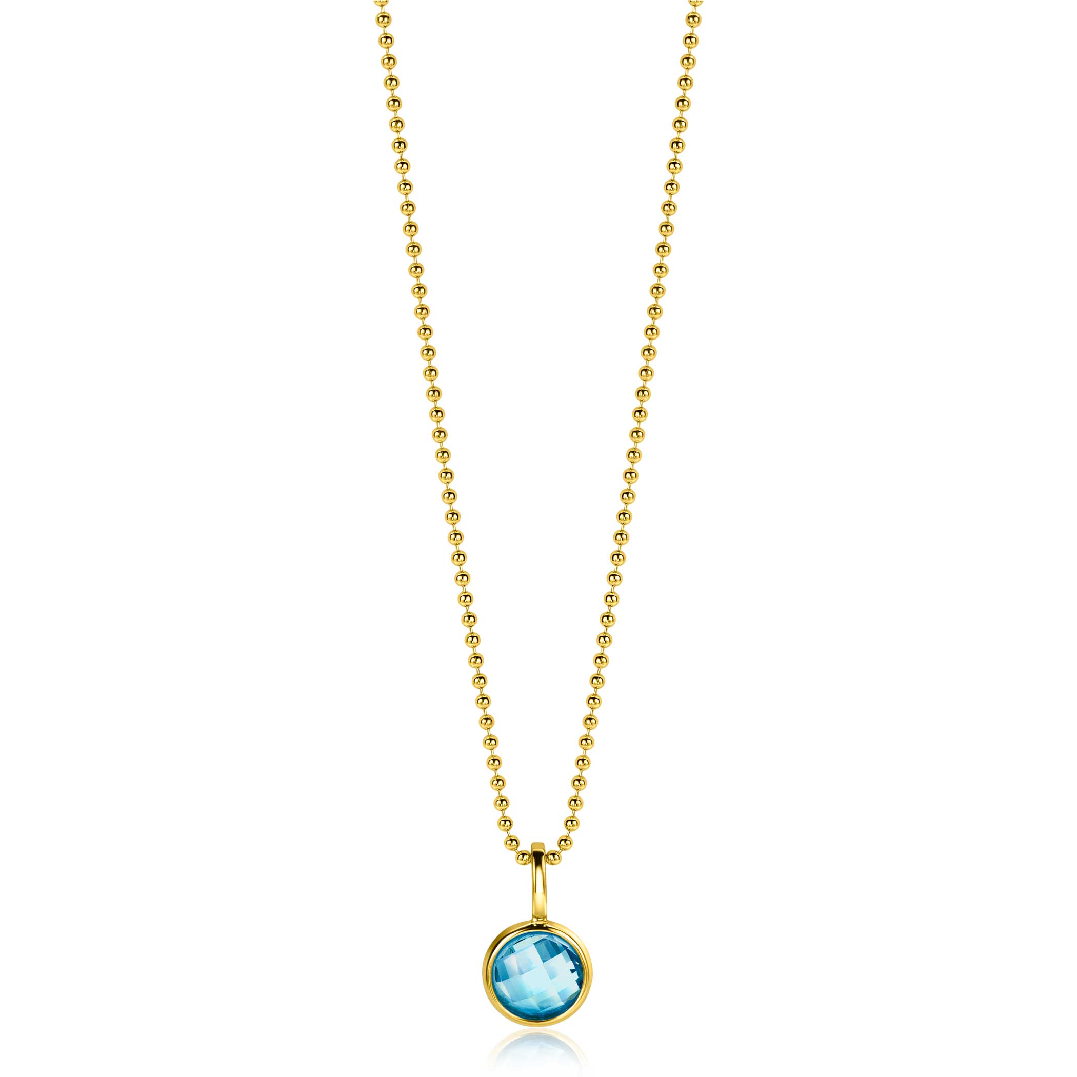 MAART hanger 8mm gold plated geboortesteen blauw aquamarijn zirconia (zonder collier)