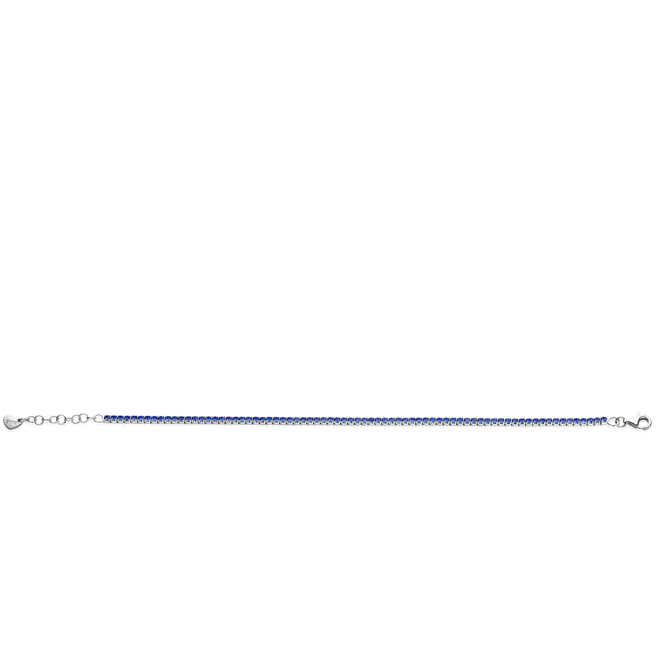 ZINZI zilveren tennis armband 2,1mm breed met rijzetting saffierblauwe kleurstenen ZIA2891B