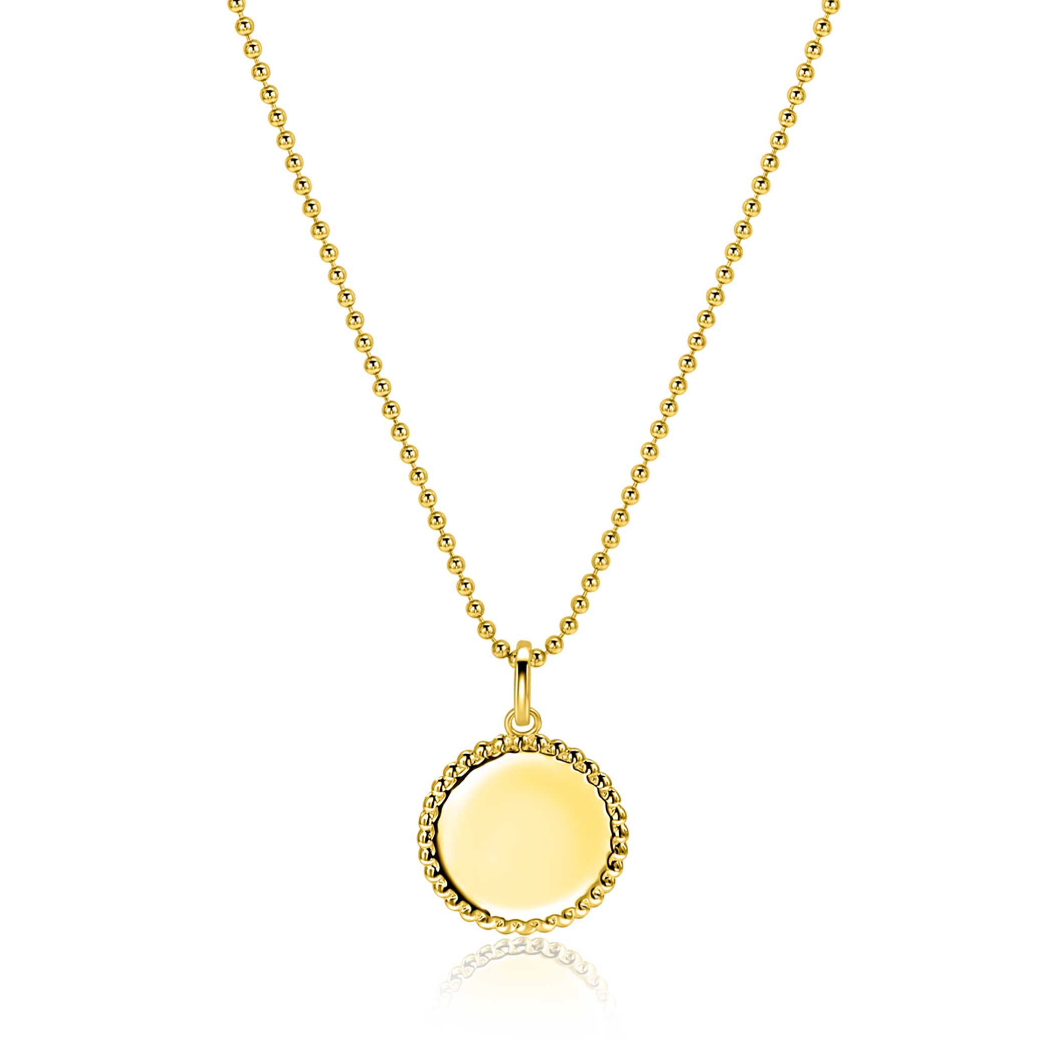 13.5mm ZINZI gold plated zilveren coin hanger met parelrand voor gravure ZIH2651G (zonder collier)