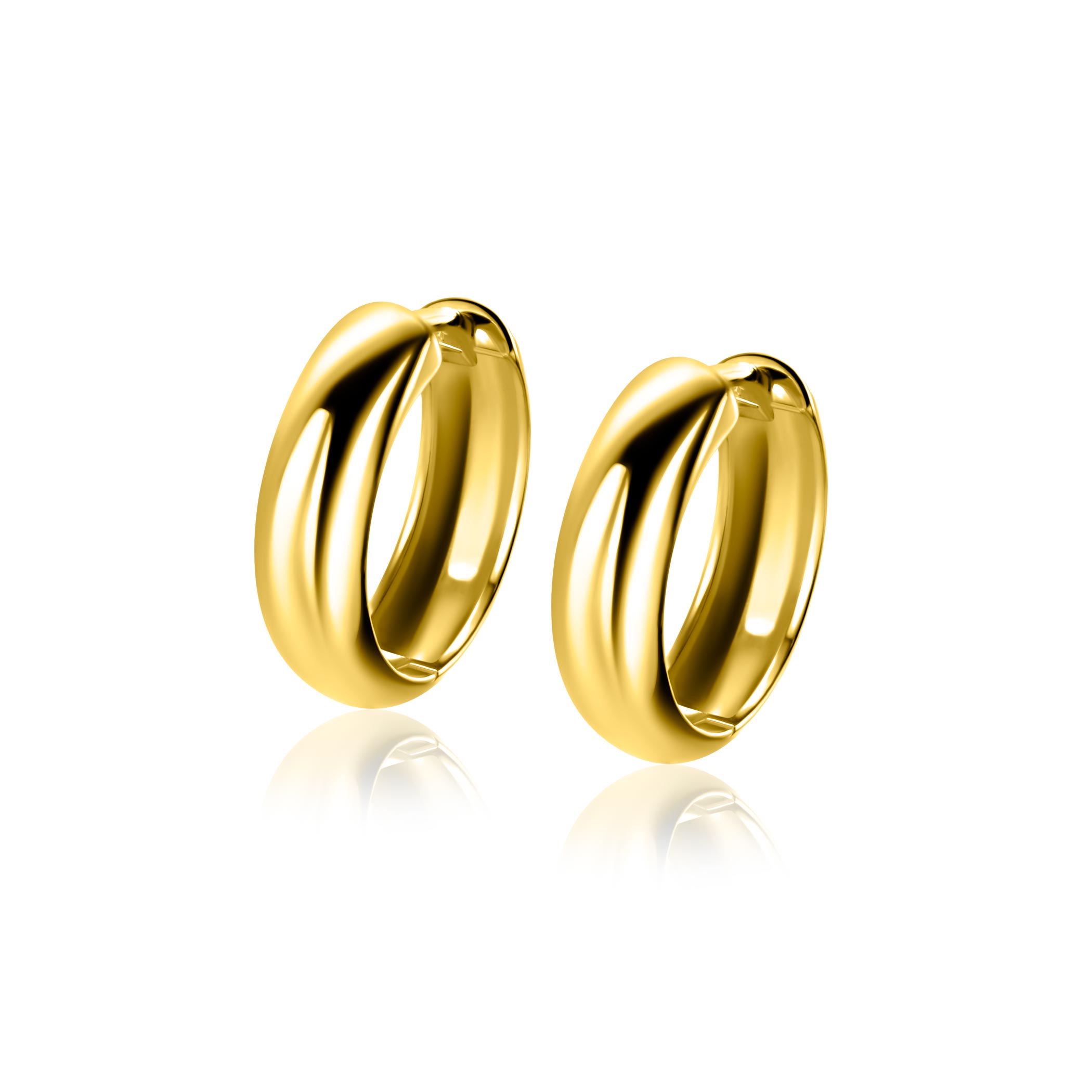 17mm ZINZI goldplated zilveren gladde oorringen met brede ronde buis 5mm met luxe klapsluiting ZIO2793G