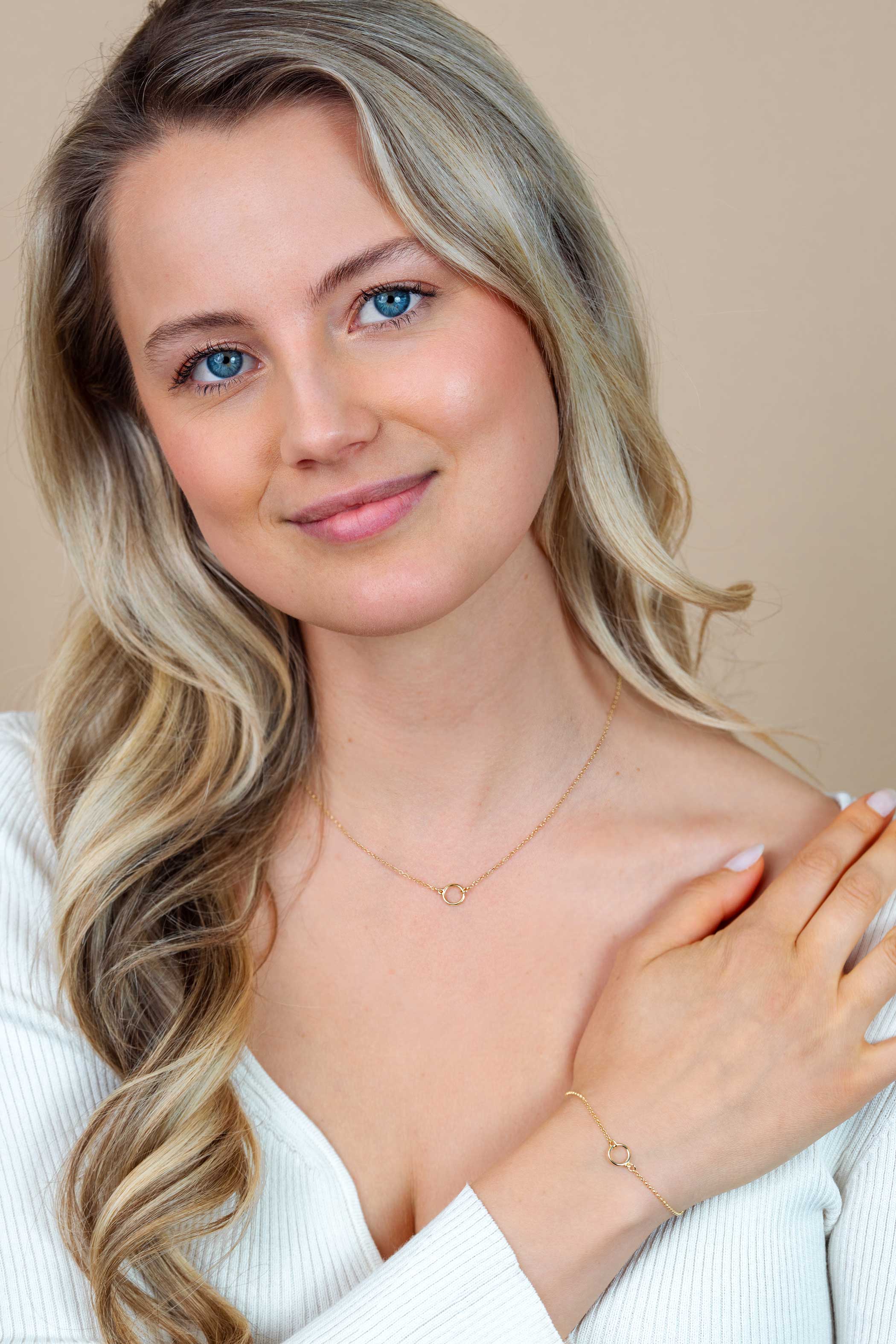 ZINZI gold plated zilveren ketting met open rondje 40-45cm ZIC2523G