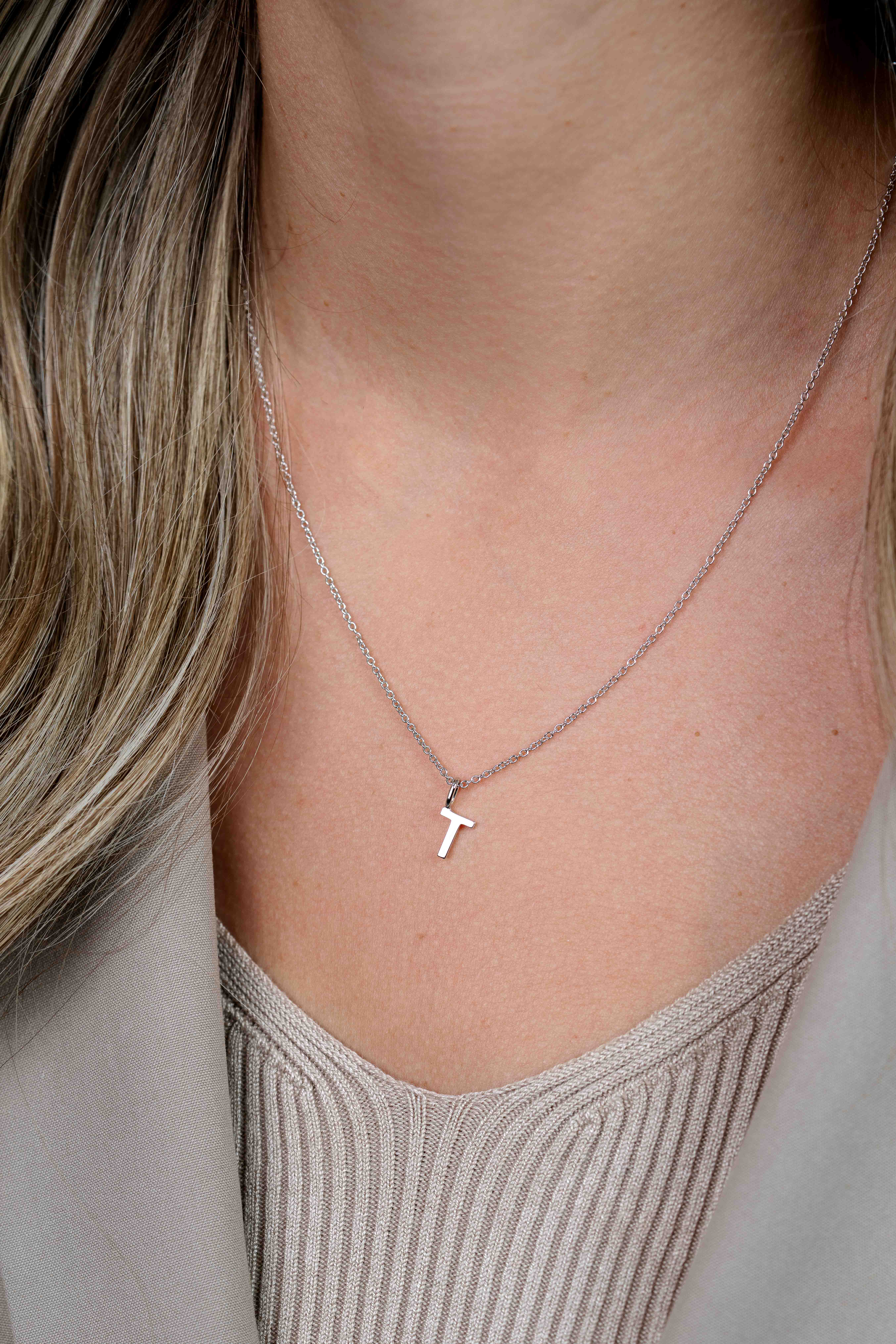 ZINZI zilveren letter hanger T ZIH2140T