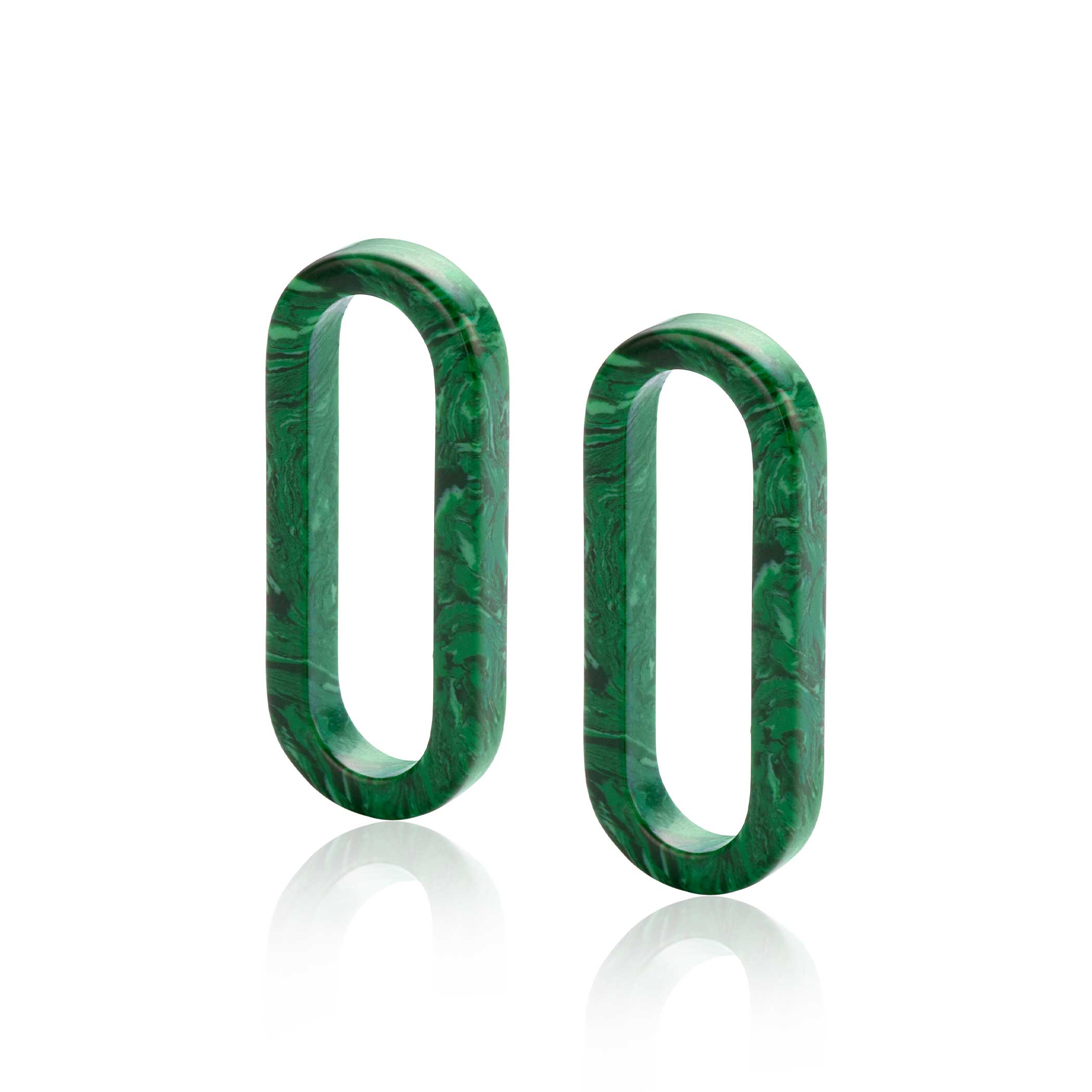 30mm ZINZI grote ovale oorbedels in trendy malachiet groen ZICH2456G (zonder oorringen)