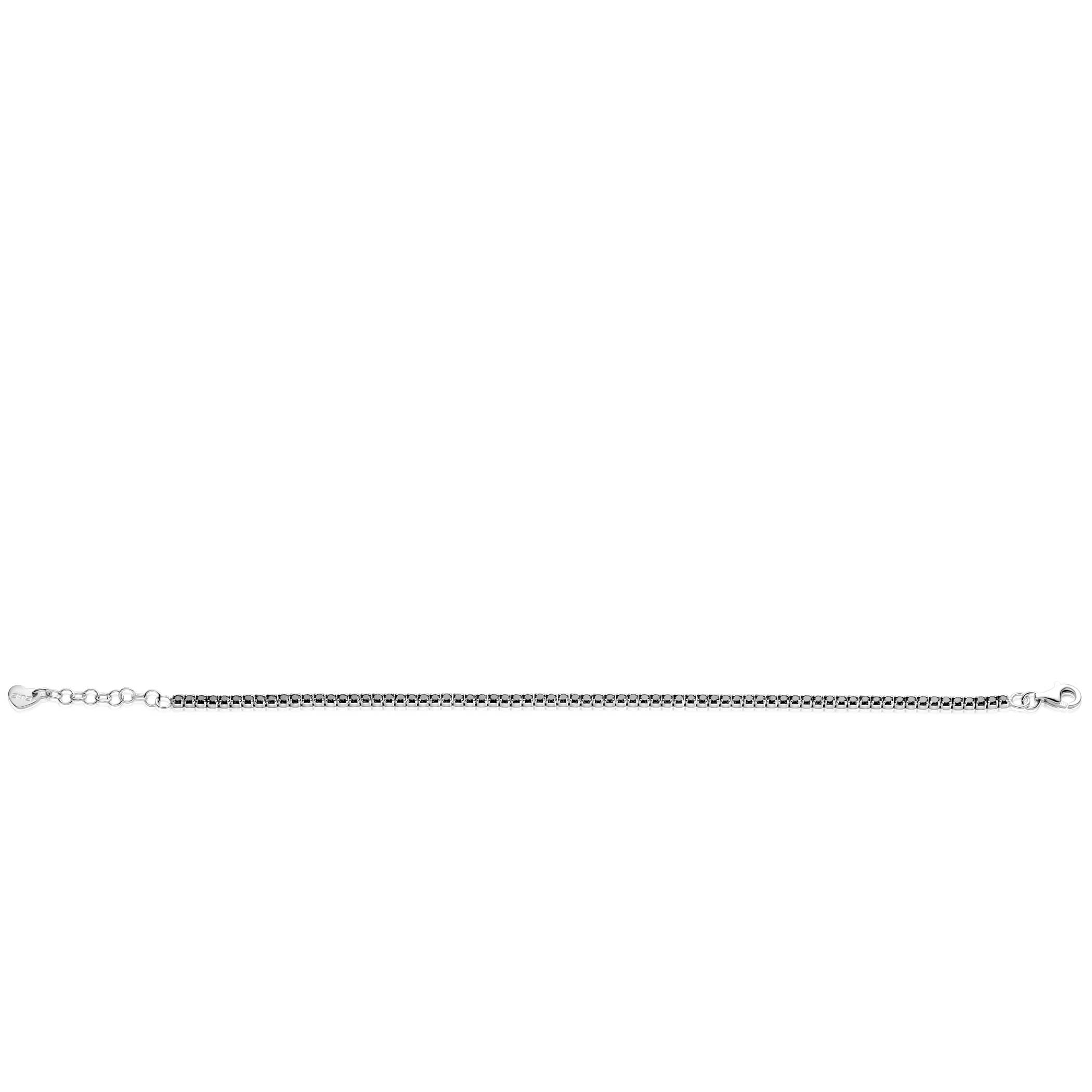 ZINZI zilveren tennis armband 2,1mm breed met rijzetting zwarte zirconia's ZIA2891Z