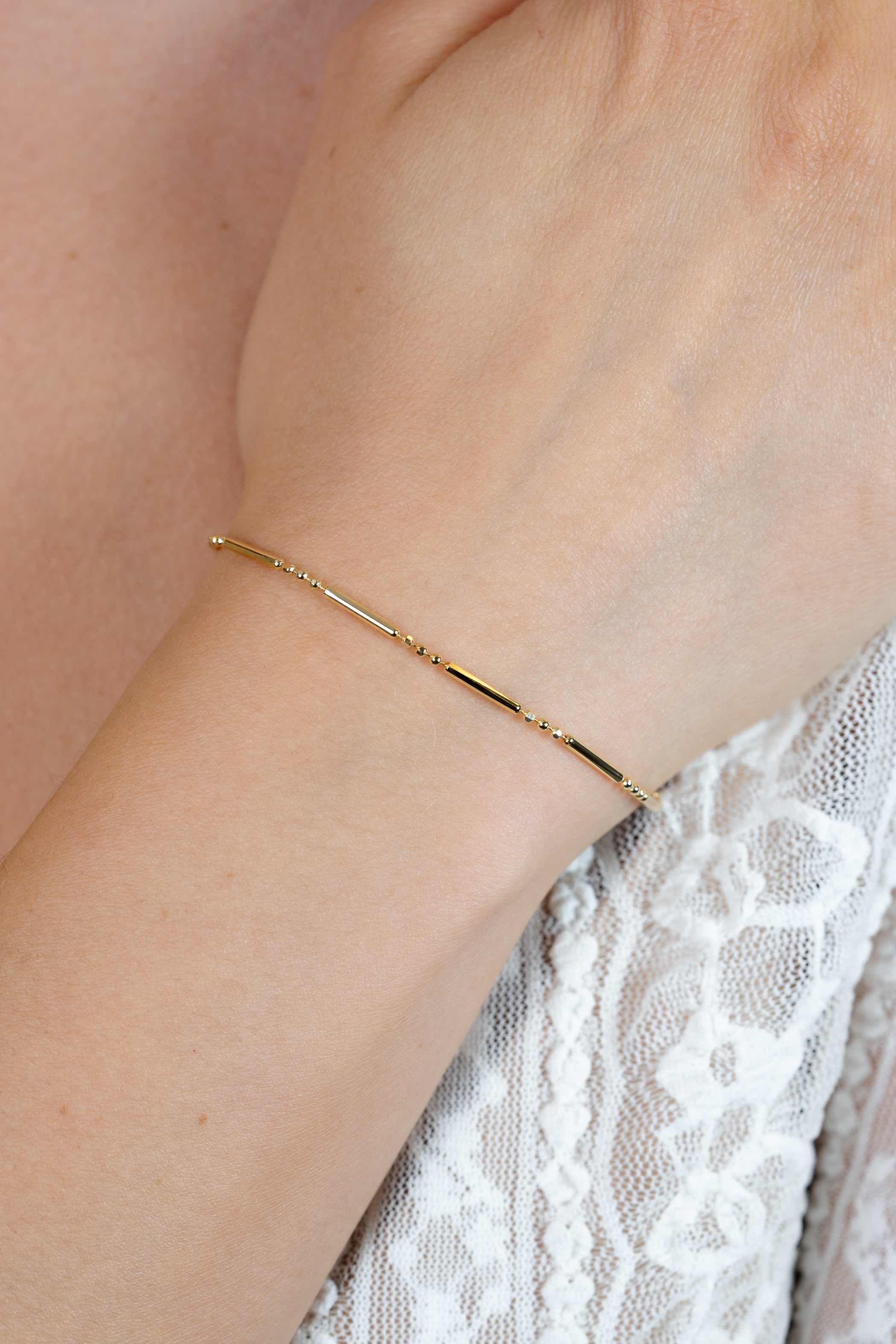 ZINZI zilveren fantasie armband 14K geel verguld staafjes ZIA1452G