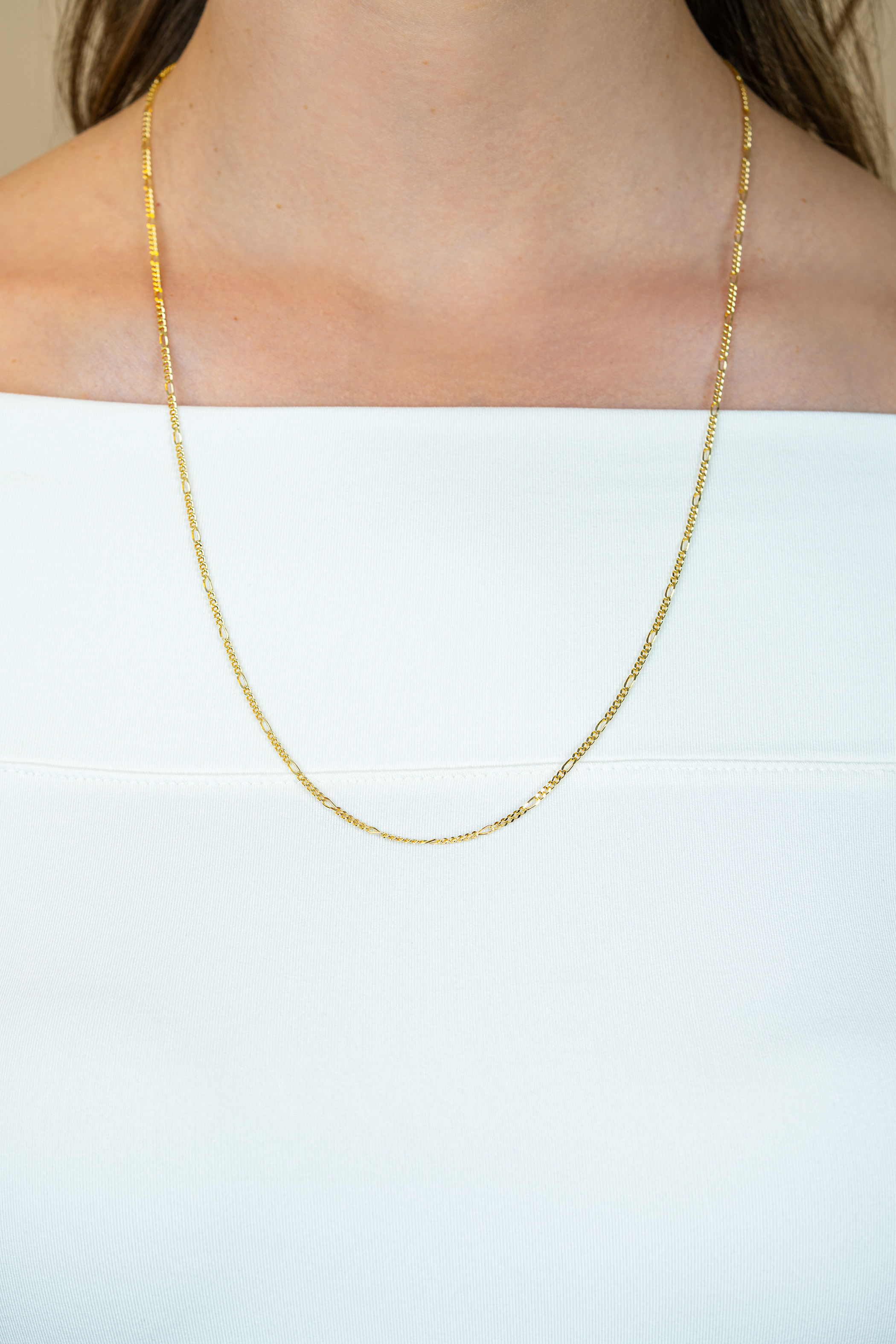 90cm ZINZI gold plated zilveren figaro ketting ZILC-F90G