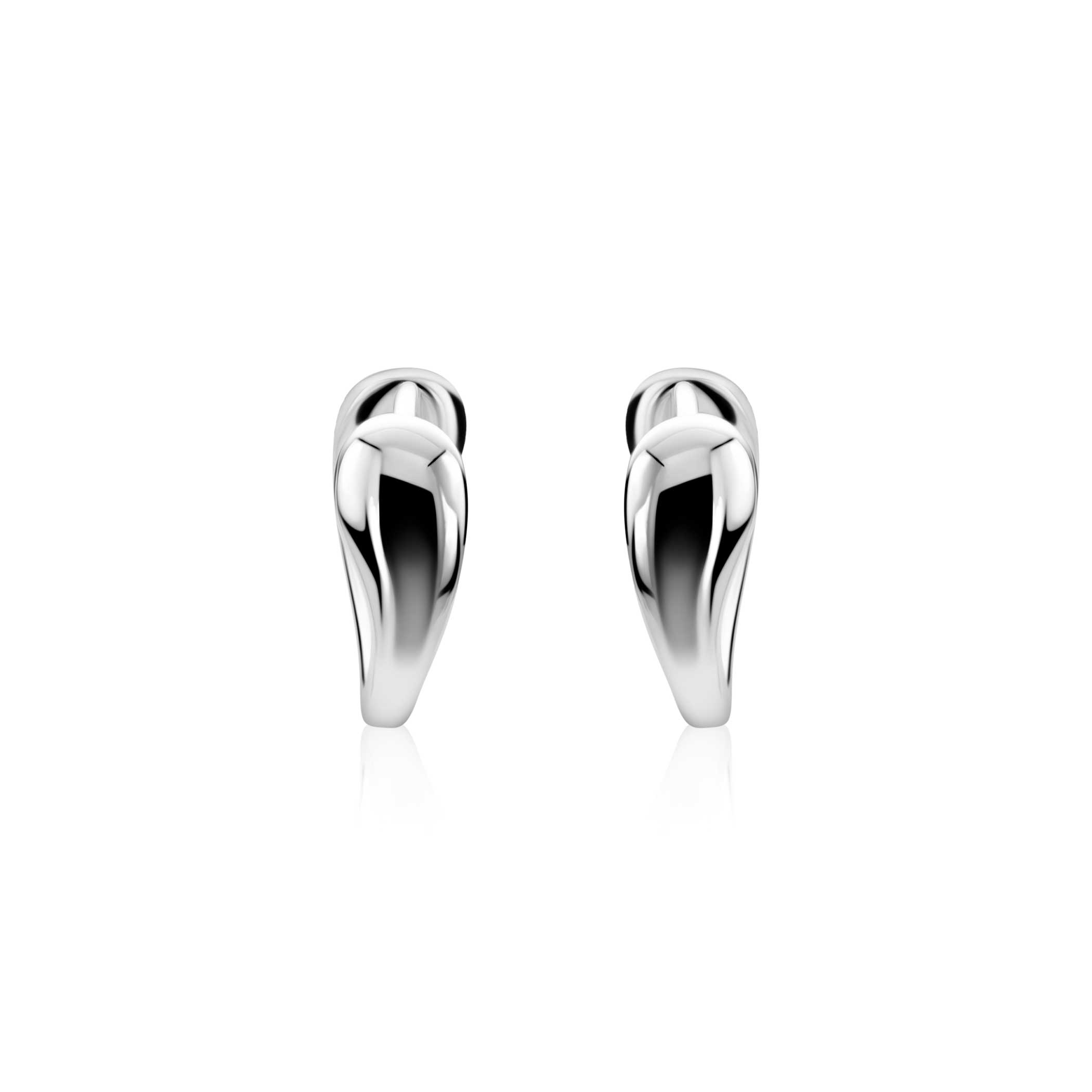 16mm ZINZI zilveren oorringen met een glad organisch gevormd design, luxe klapsluiting ZIO2840