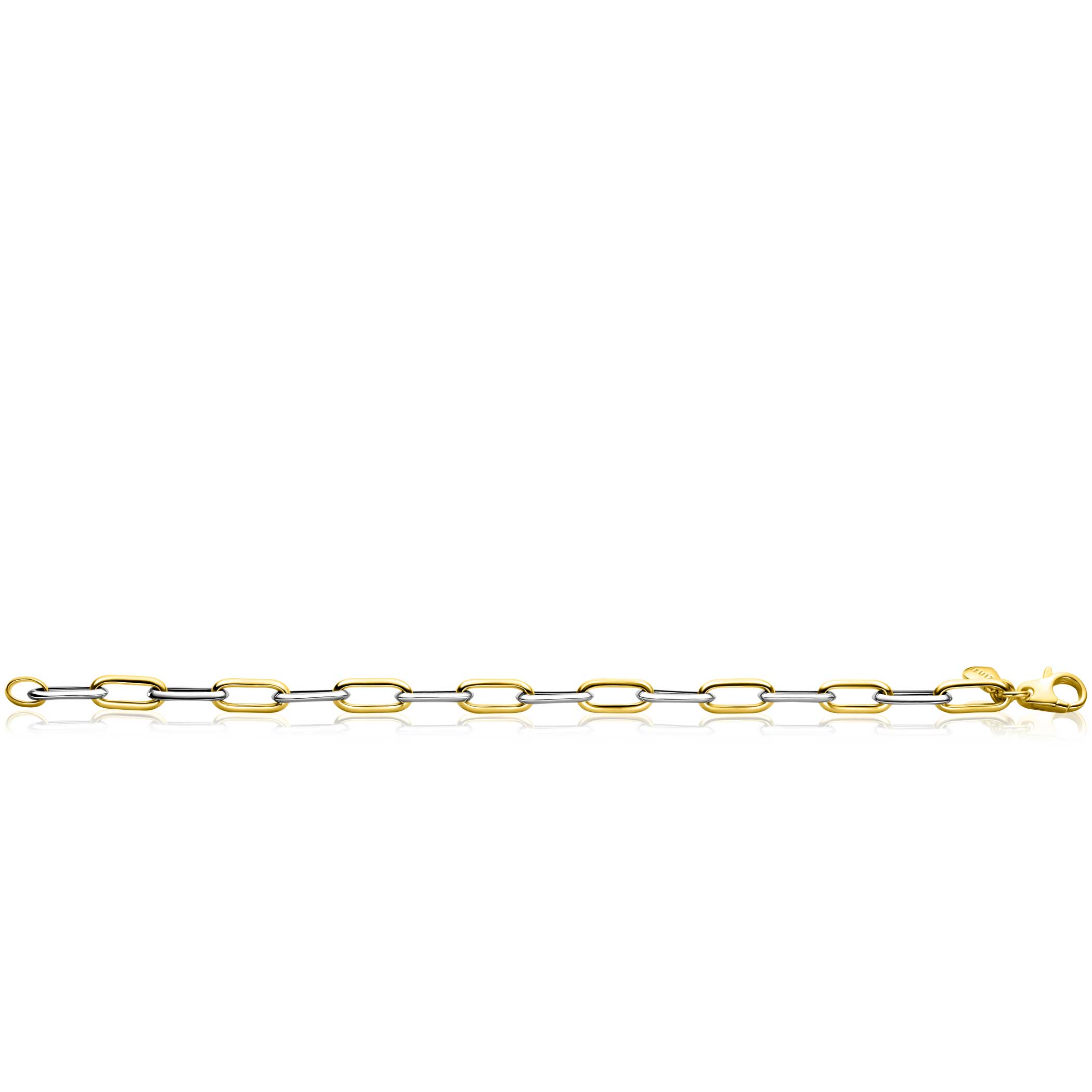 ZINZI bicolor zilveren ovale schakelarmband 6mm breed 20cm ZIA2668