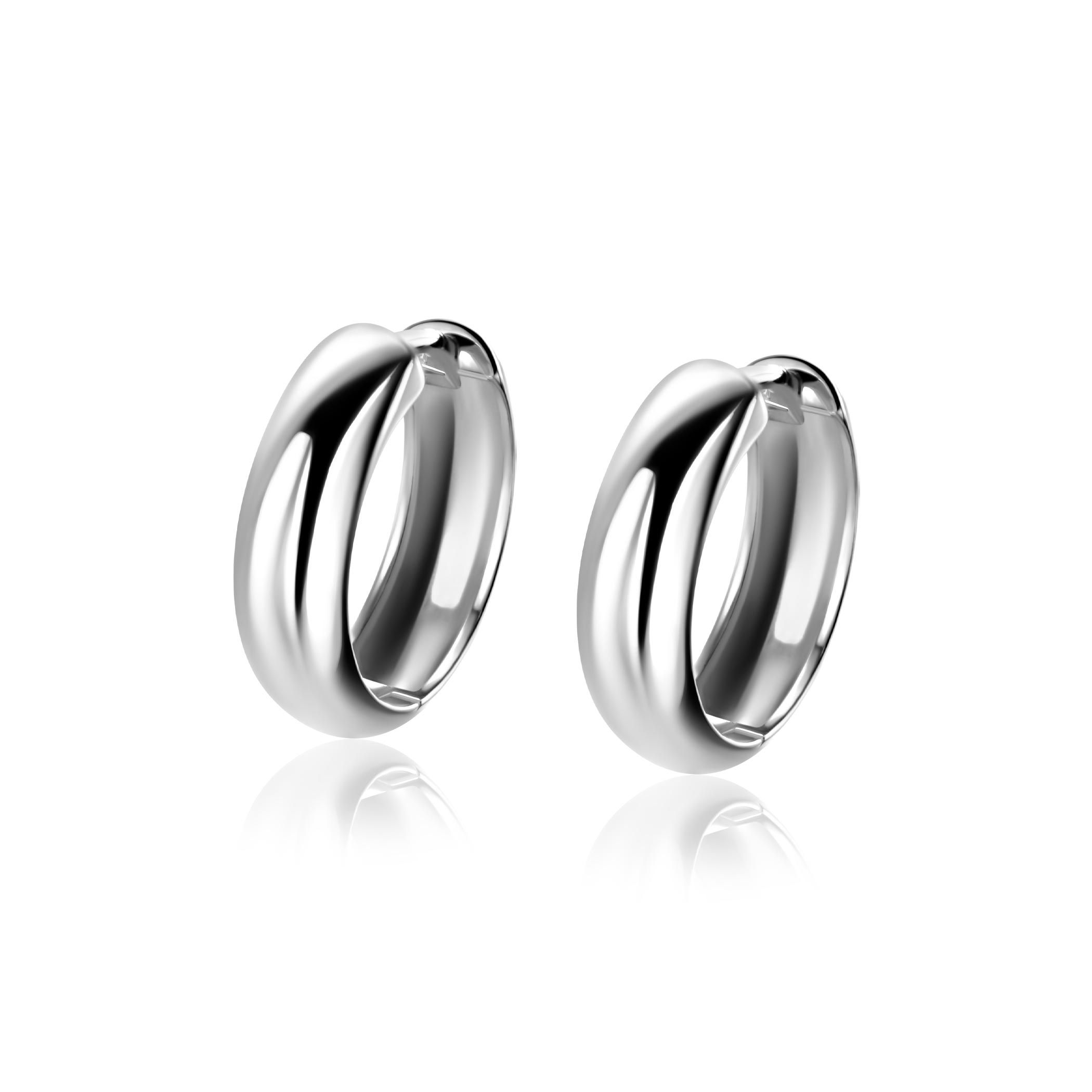 17mm ZINZI zilveren gladde oorringen met brede ronde buis 5mm met luxe klapsluiting ZIO2793