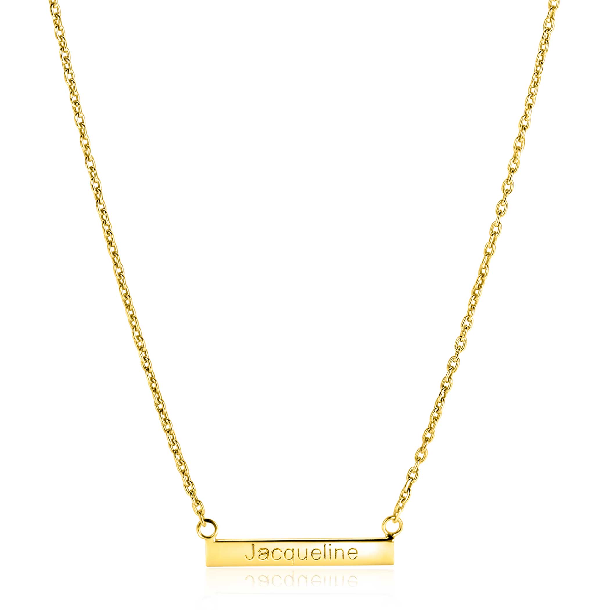 ZINZI gold plated zilveren ketting 45cm met glanzend plaatje om te graveren ZIC2344G